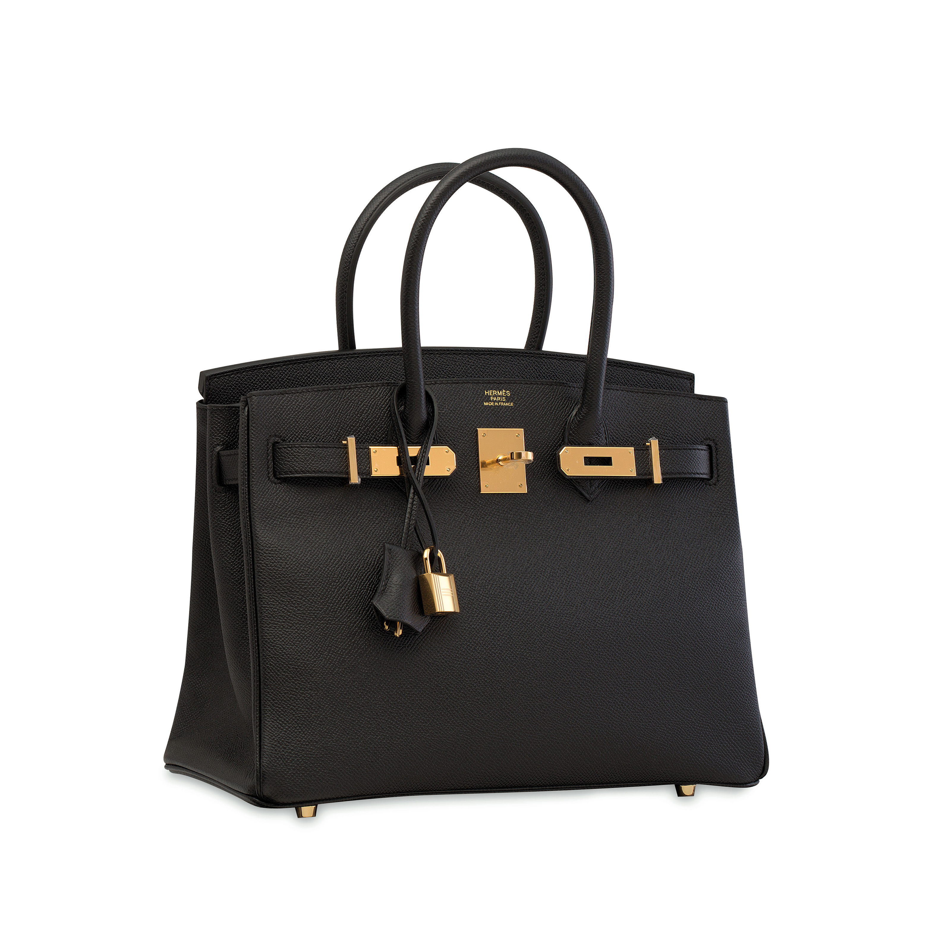 A BLACK EPSOM LEATHER BIRKIN 30 WITH 