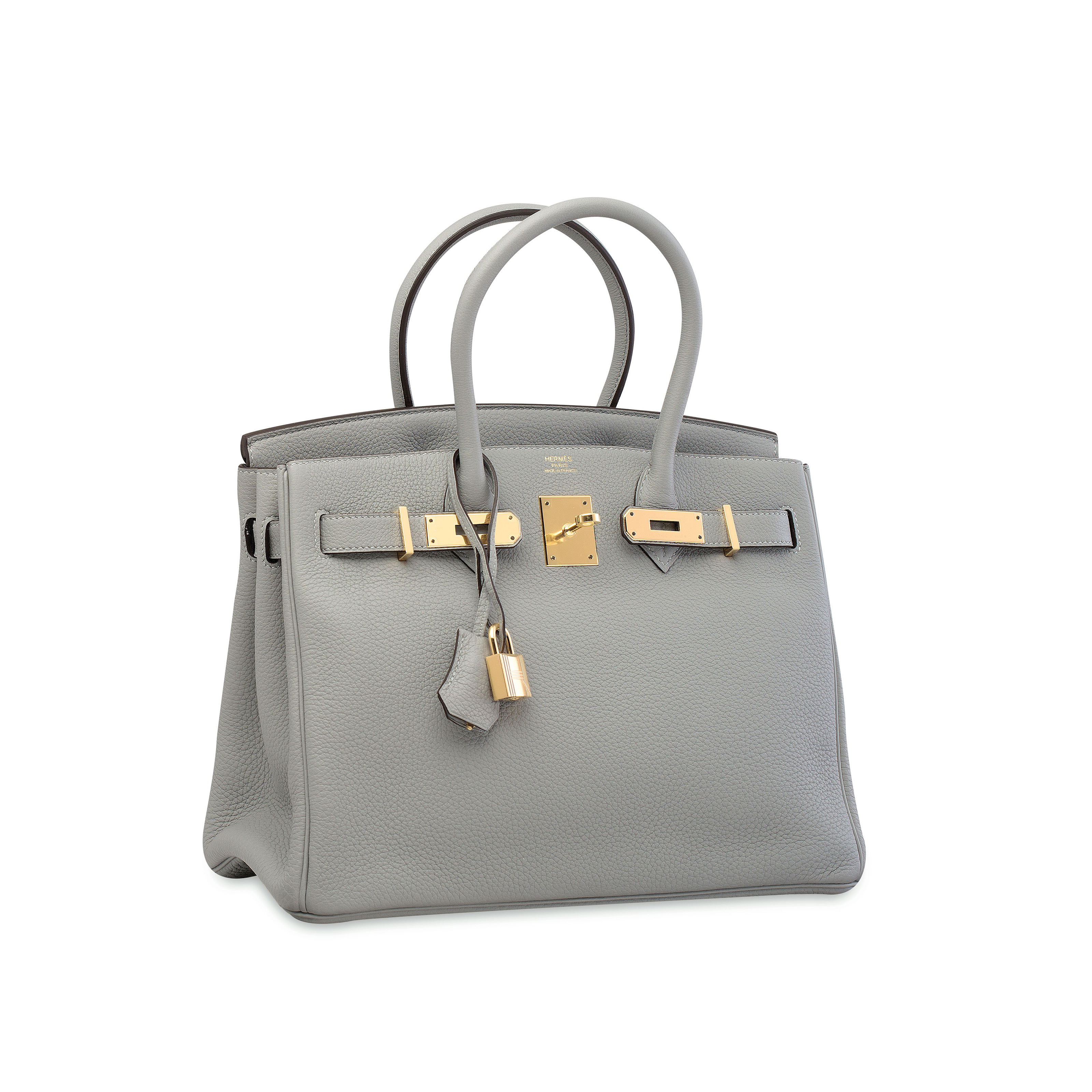 A BLEU GLACIER CLÃMENCE LEATHER BIRKIN 30 WITH GOLD HARDWARE , HERMÃS, 2015 | Christie's