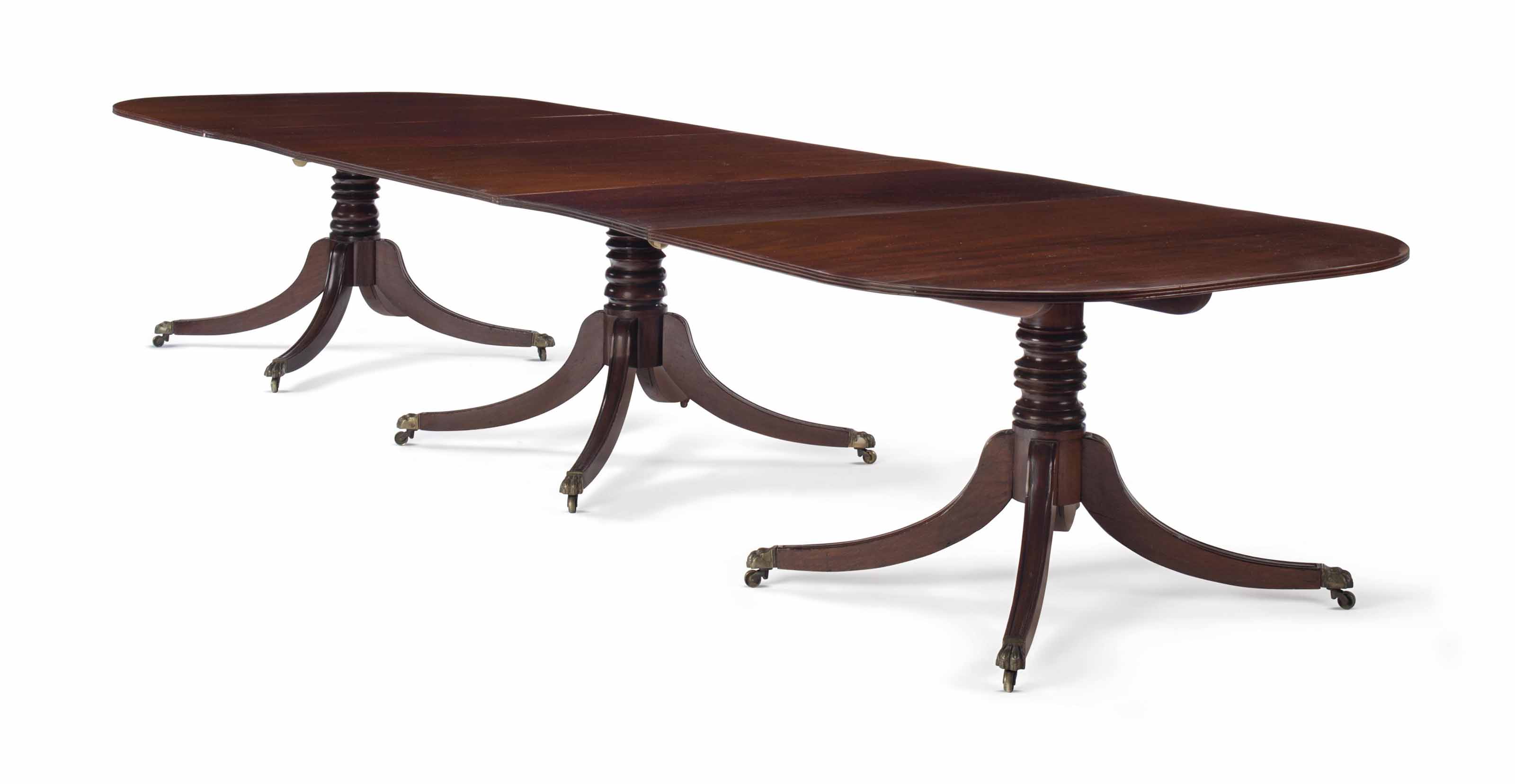 An English Mahogany Triple Pedestal Extension Dining Table Parts
