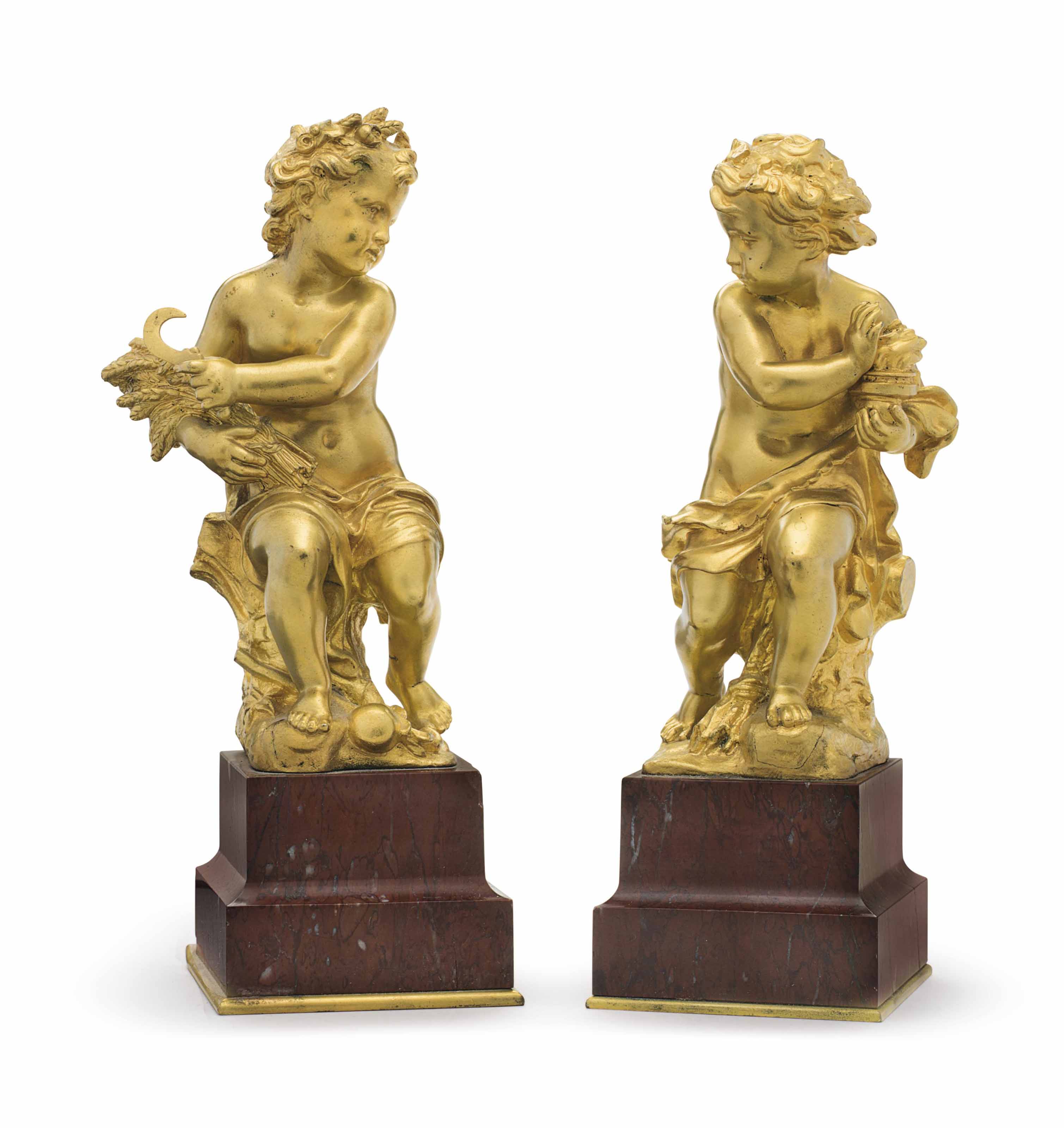 A PAIR OF FRENCH ORMOLU FIGURES OF SUMMER AND WINTER ...