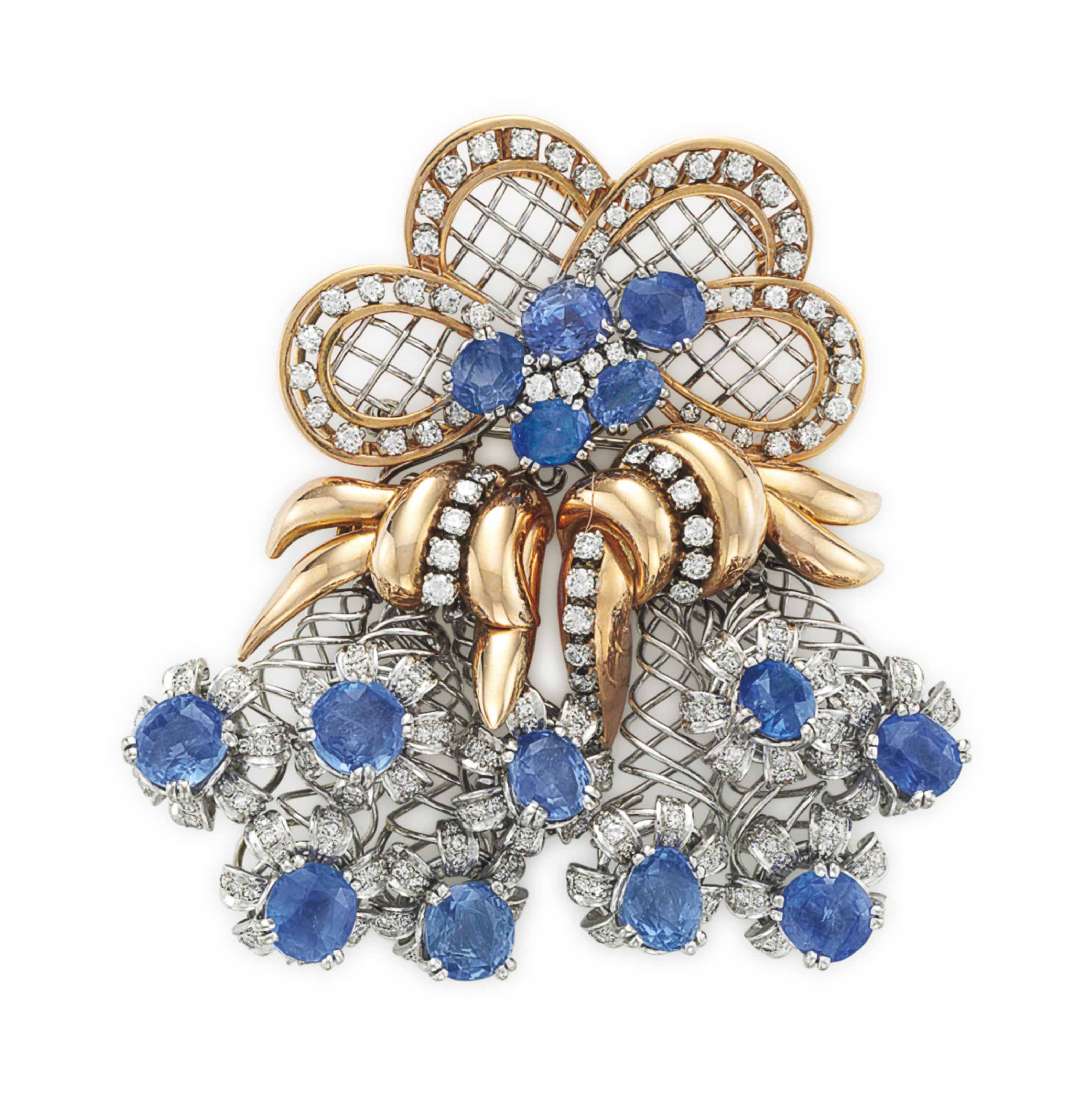 A SAPPHIRE AND DIAMOND BROOCH Christie's
