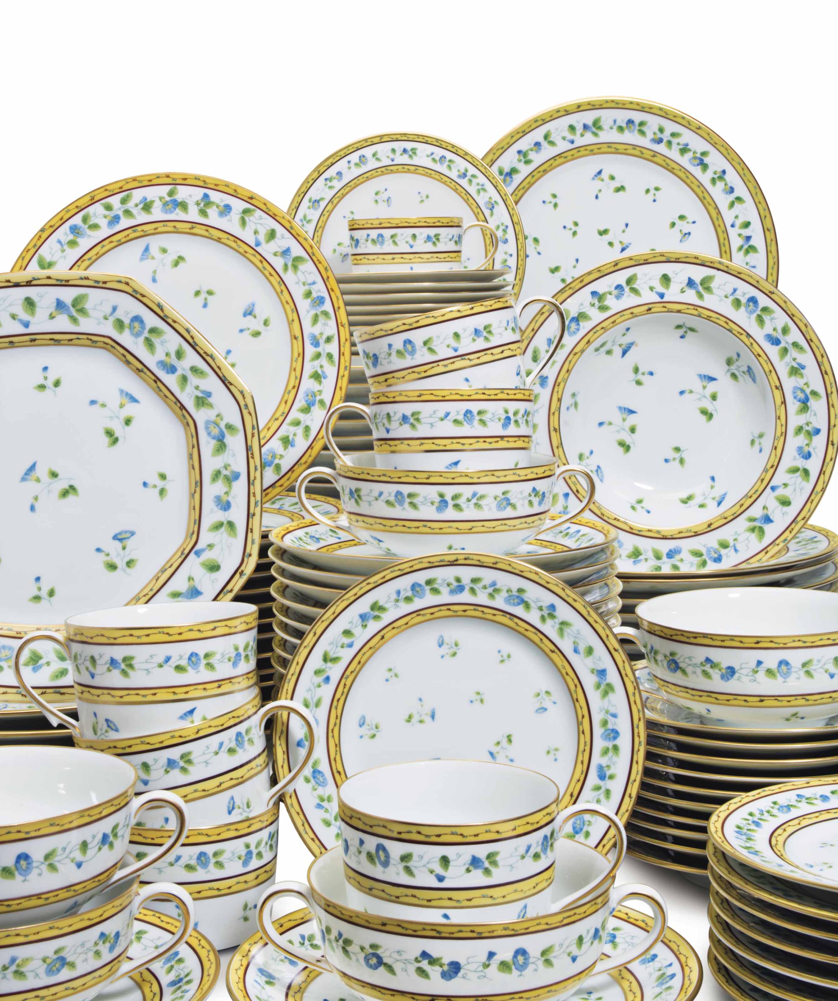 A LIMOGES (RAYNAUD) PORCELAIN PARTDINNER SERVICE , 20TH CENTURY, BLUE