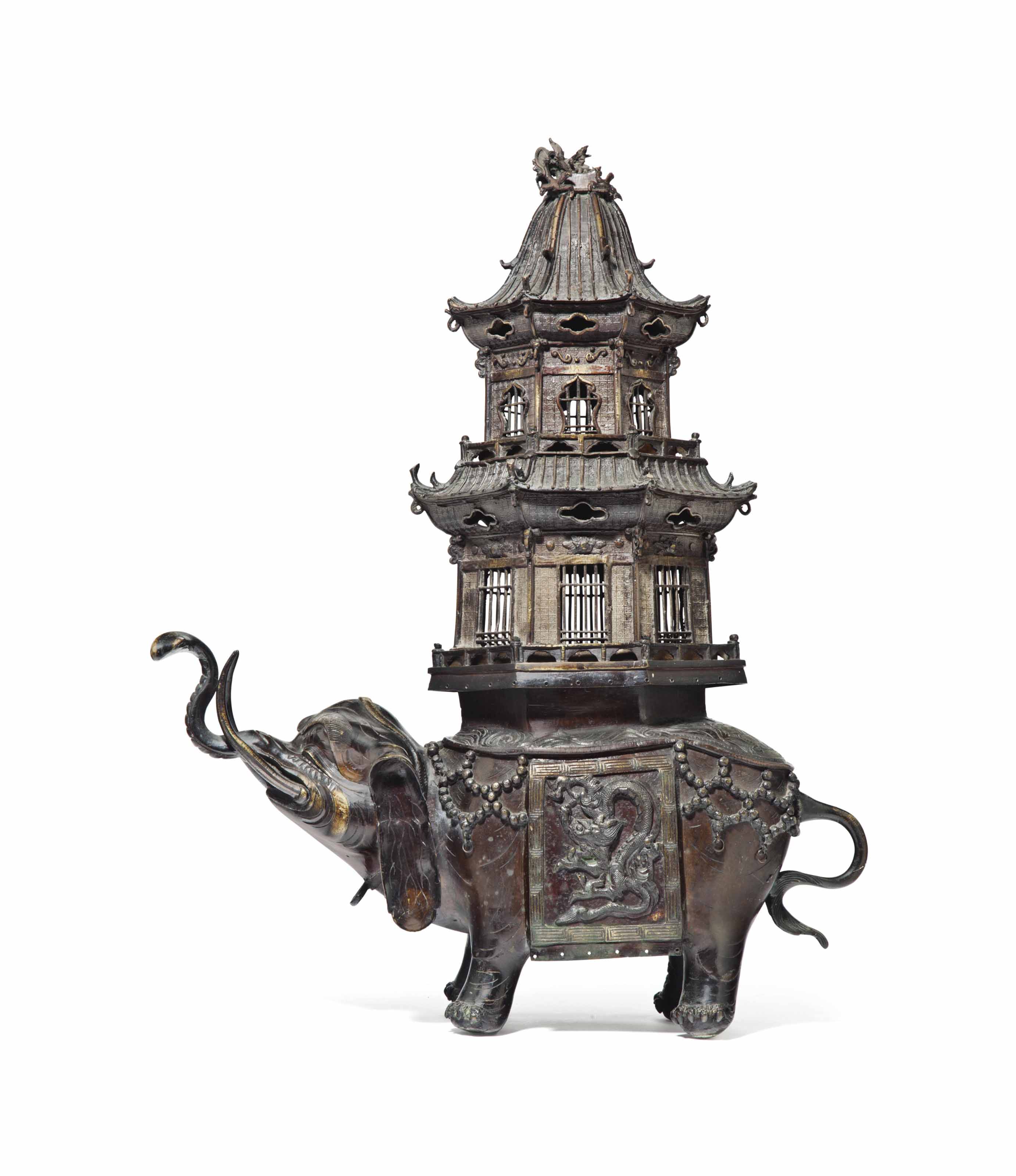 A JAPANESE BRONZE ELEPHANTFORM CENSER , MEIJI PERIOD (18681912