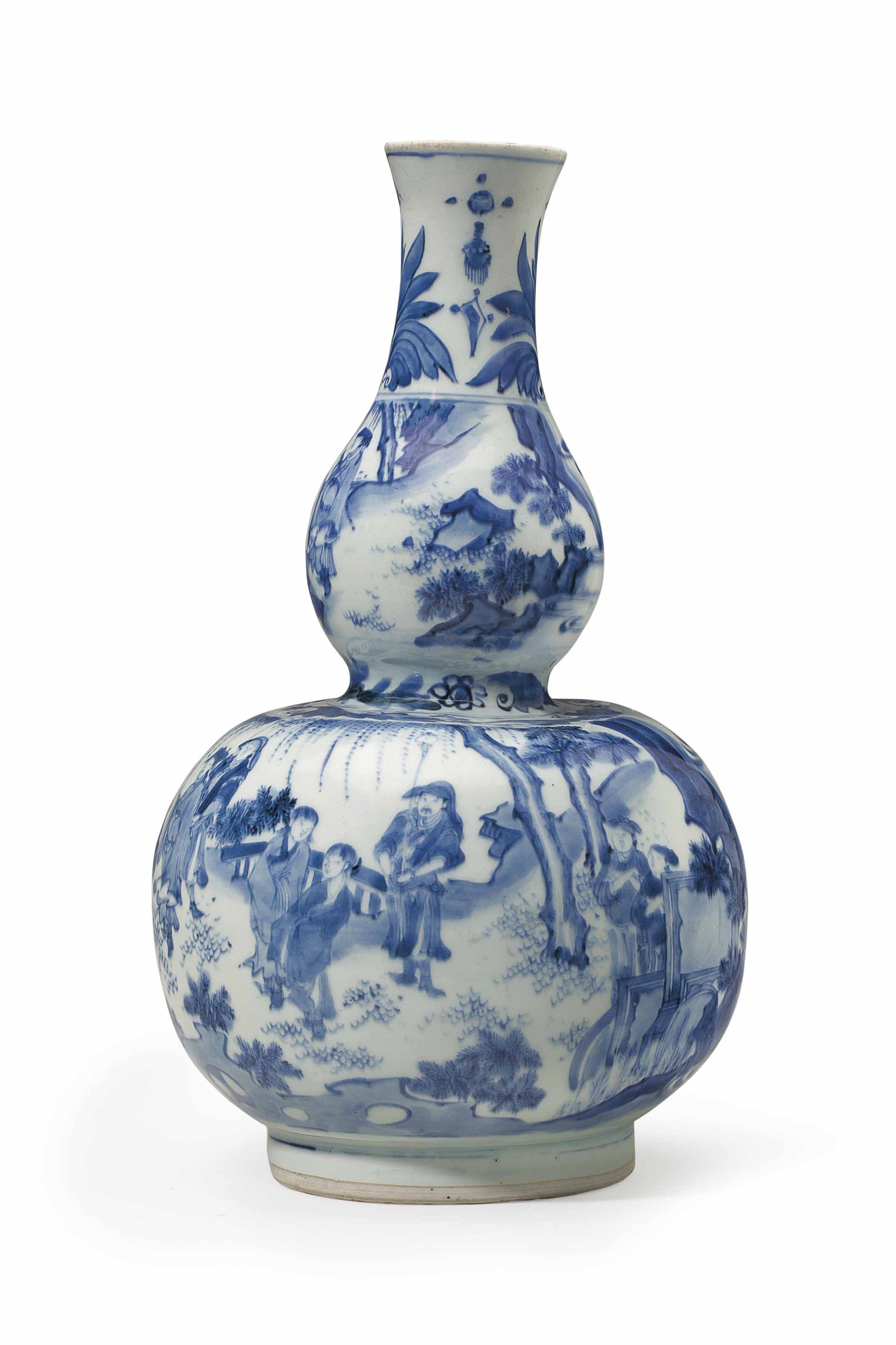 A BLUE AND WHITE DOUBLEGOURD VASE , TRANSITIONAL PERIOD, CIRCA 163550