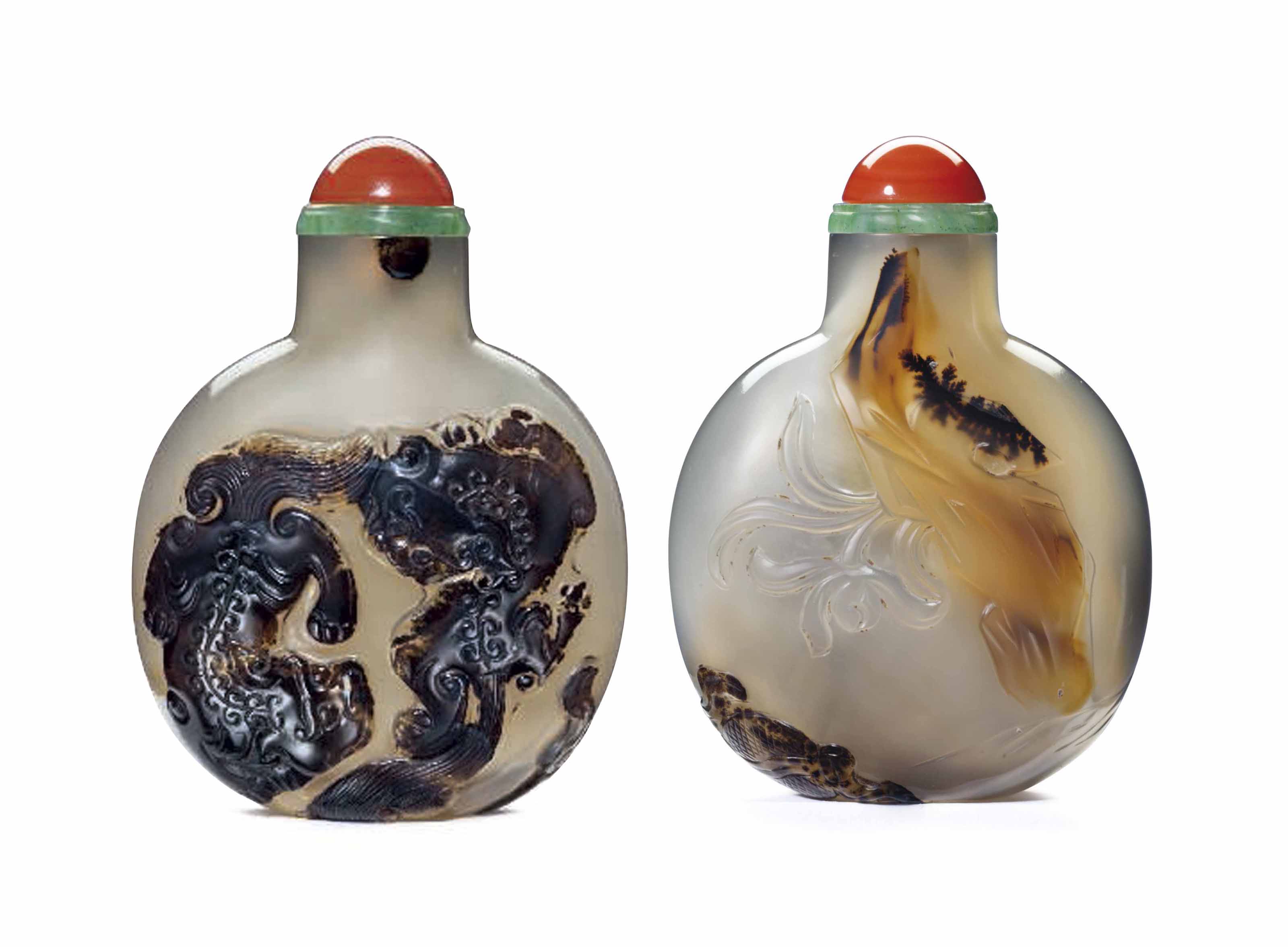 1780-1860年皮影瑪瑙「連生貴子」圖鼻煙壺, 1780-1860 | Christie's