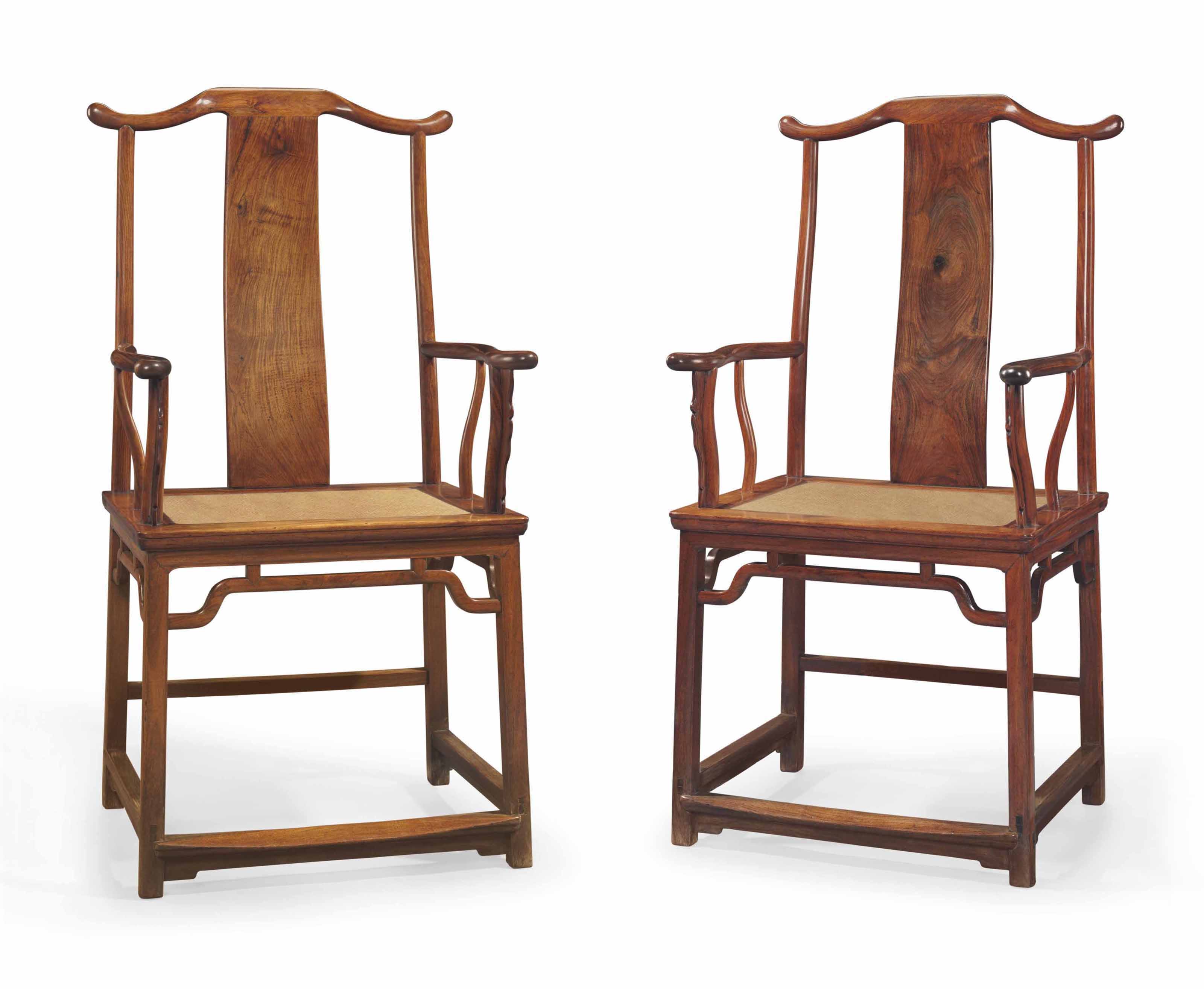 A Rare Pair Of Huanghuali Four Corners Exposed Official S Hat Armchairs Sichutouguanmaoyi 17th Century Furniture Lighting Chair Christie S