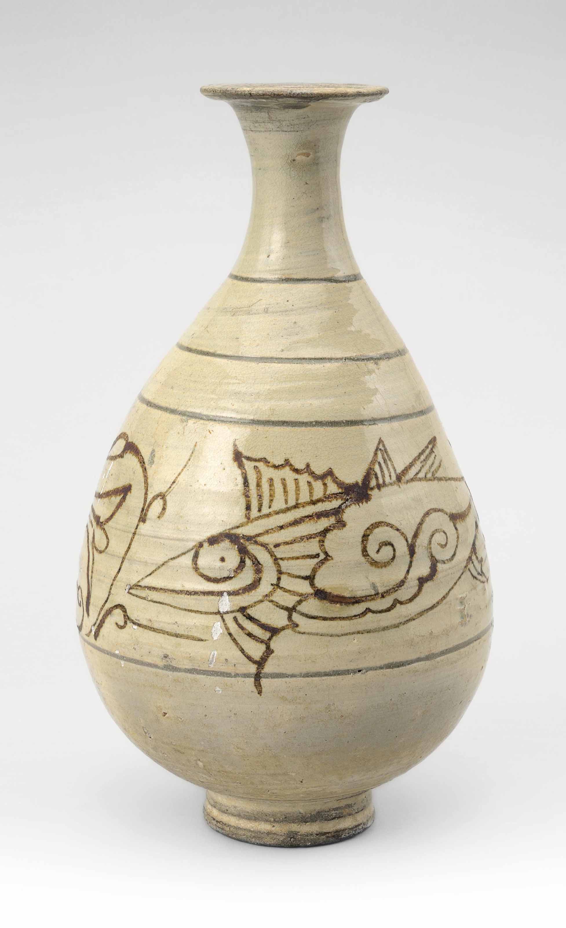 Ancien Vase En Porcelaine Joseon - Corée - H10 Pouces - Artisanat Original - NEUF