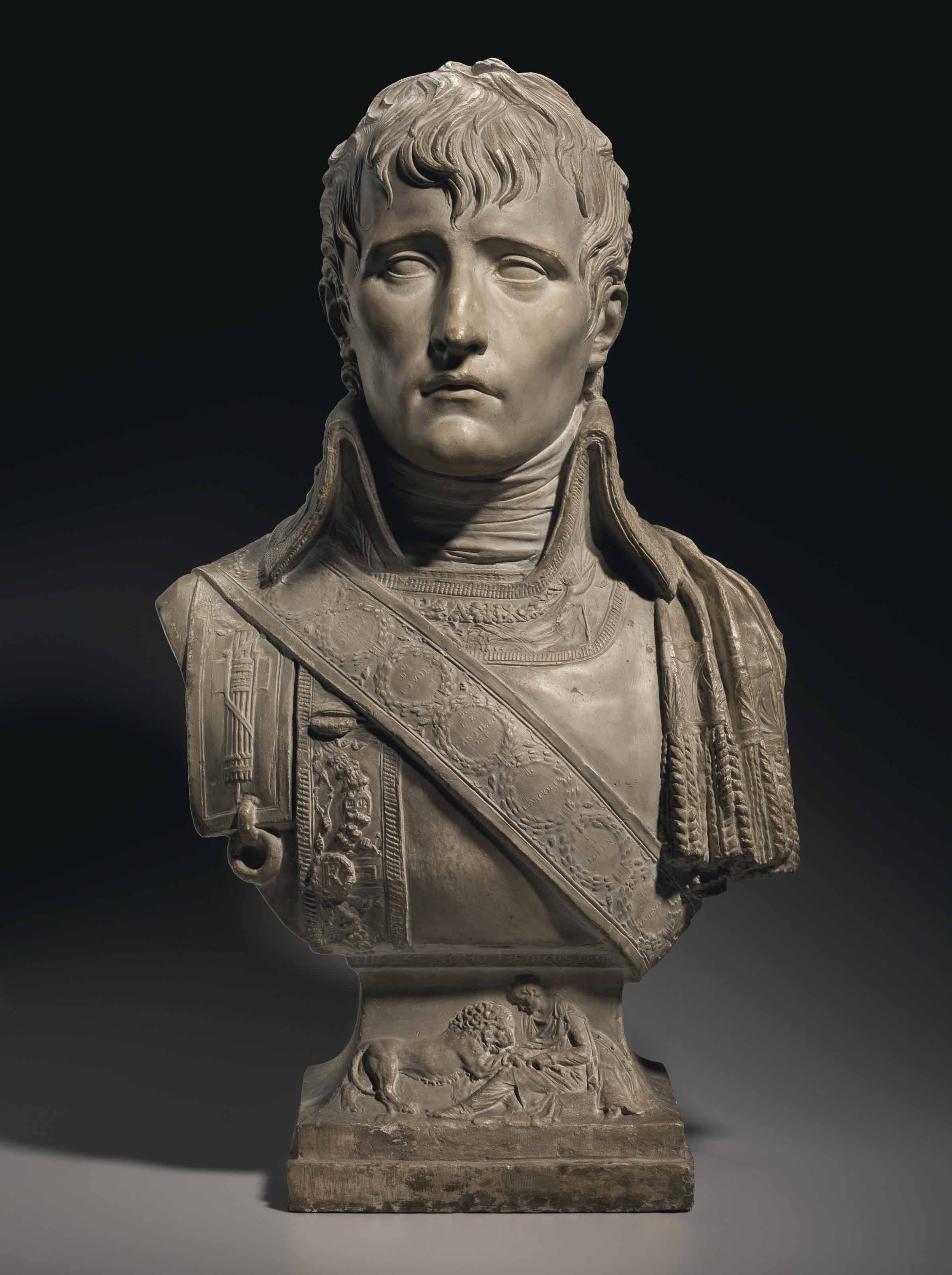 A TINTED PLASTER BUST OF NAPOLEON BONAPARTE AS FIRST CONSUL , BY JOSEPH
