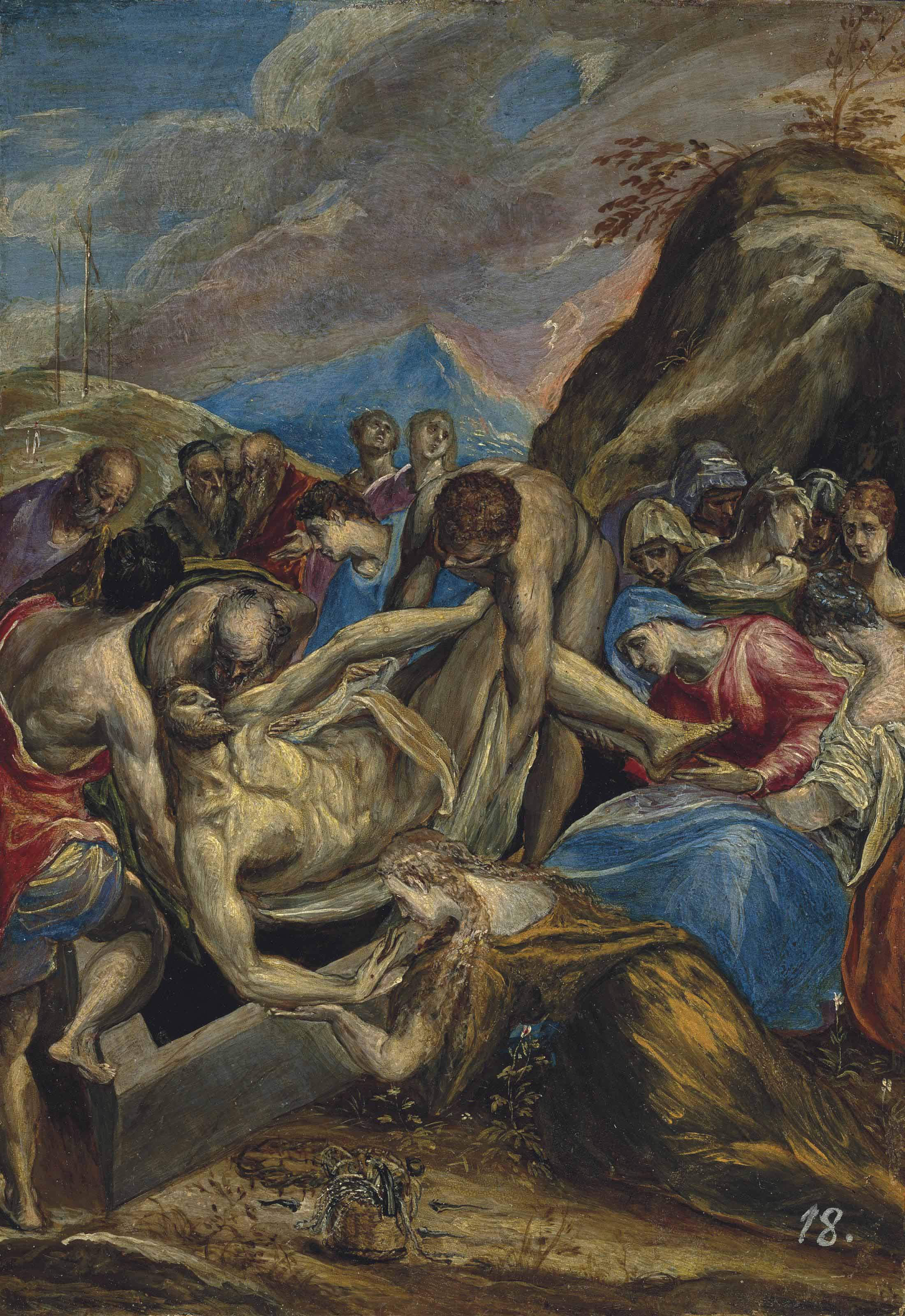 Dom&eacute;nikos Theotokopoulos, called El Greco (1541-1614), The Entombment of Christ.&nbsp;Oil on panel. 28 x 19.4 cm (11 x 7⅝ in). Sold for $6,101,000 on 14 April 2016 at Christie&rsquo;s in New York. &copy; Christie&rsquo;s Images&nbsp;