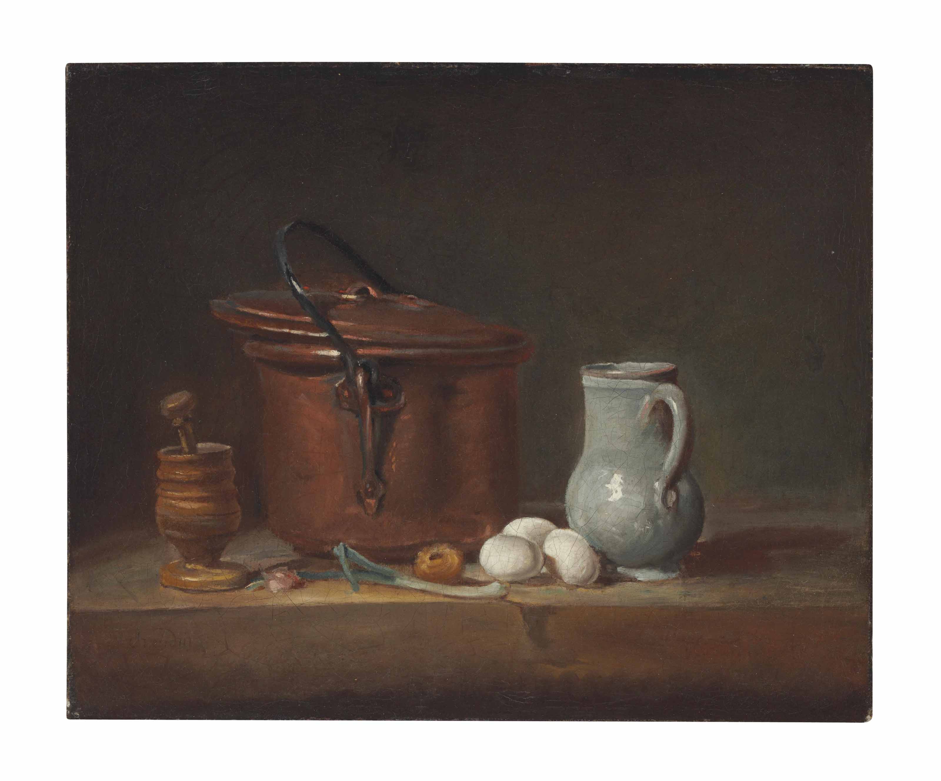 Jean Siméon Chardin (Paris 16991779) , A copper saucepan, a pestle and