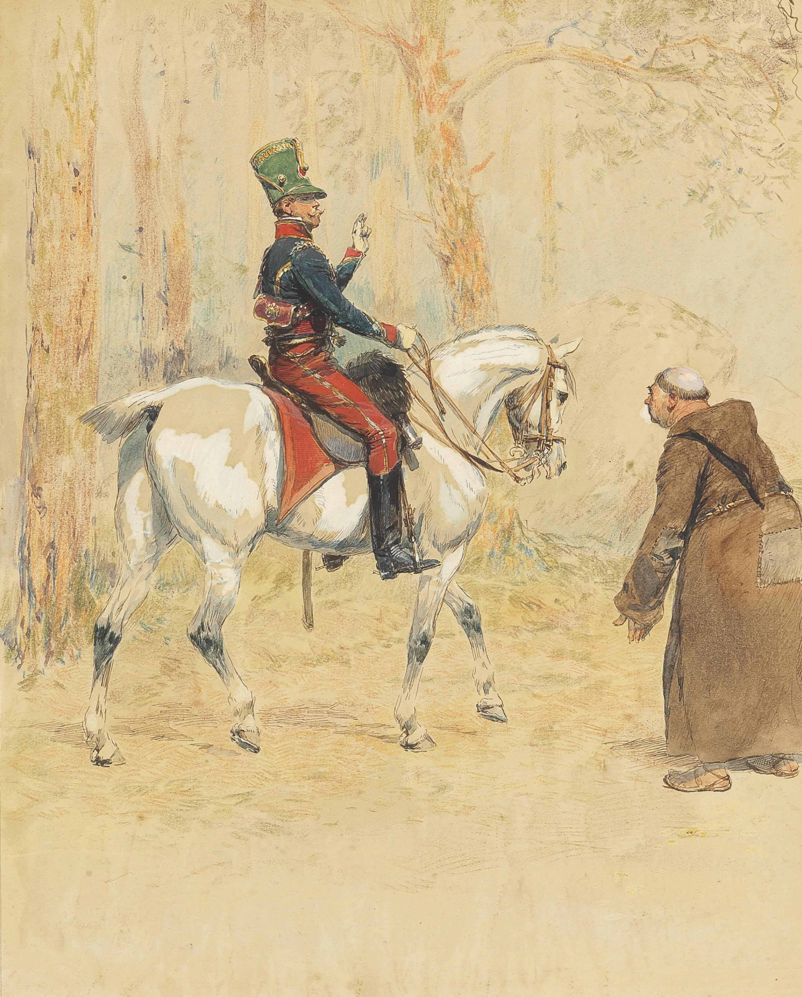 Attributed to JeanBaptisteEdouard Detaille (Paris 18481912) , An officer on horseback