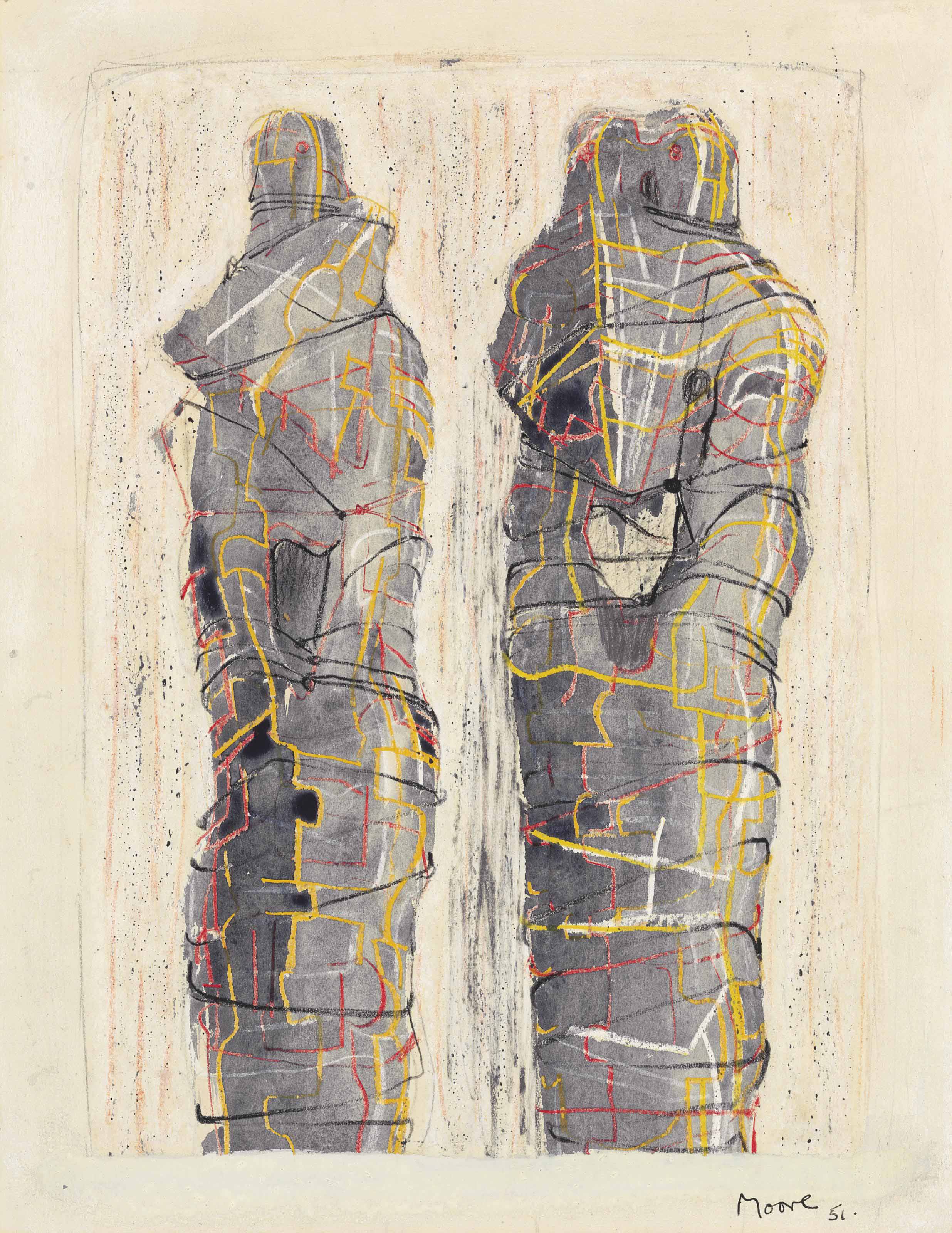 Two Wrapped Standing Figures