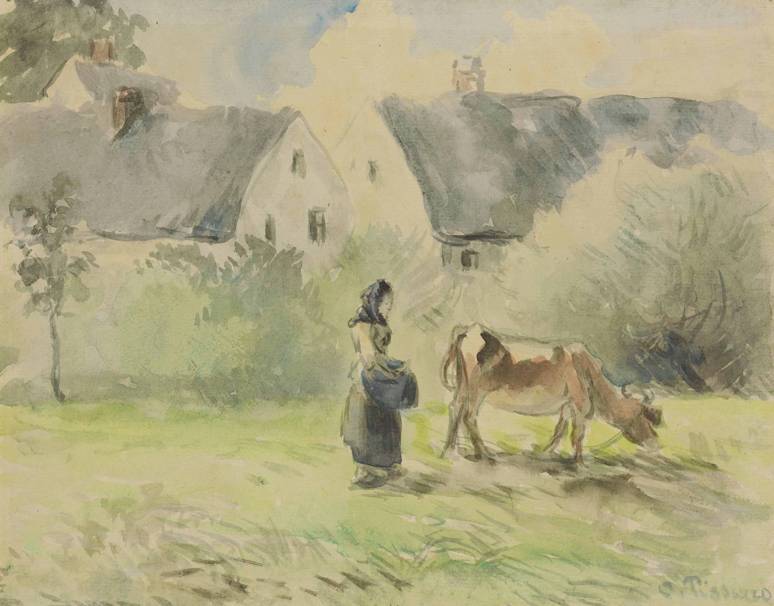 Paysanne et vache