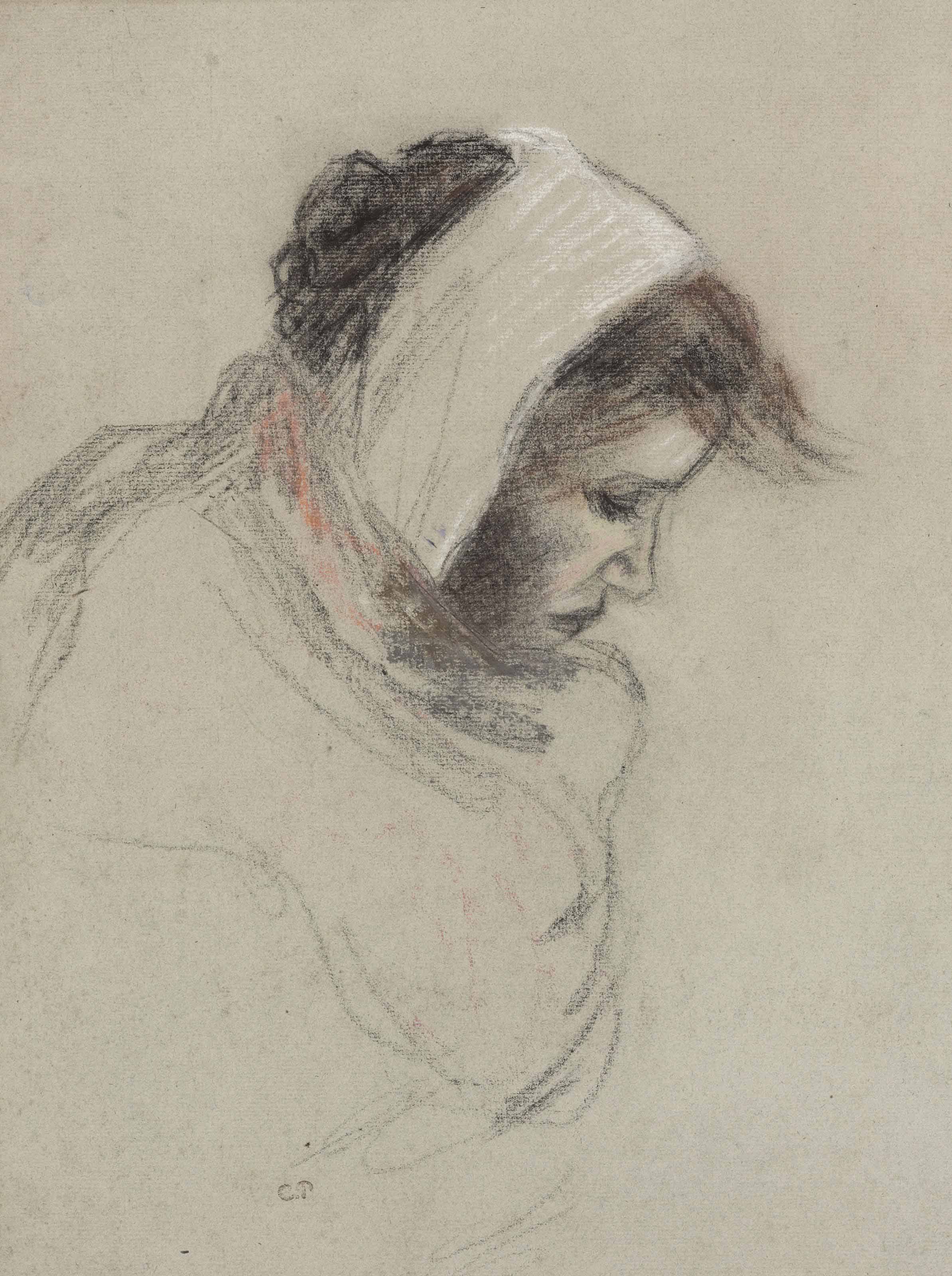 Buste de femme de profil à droite