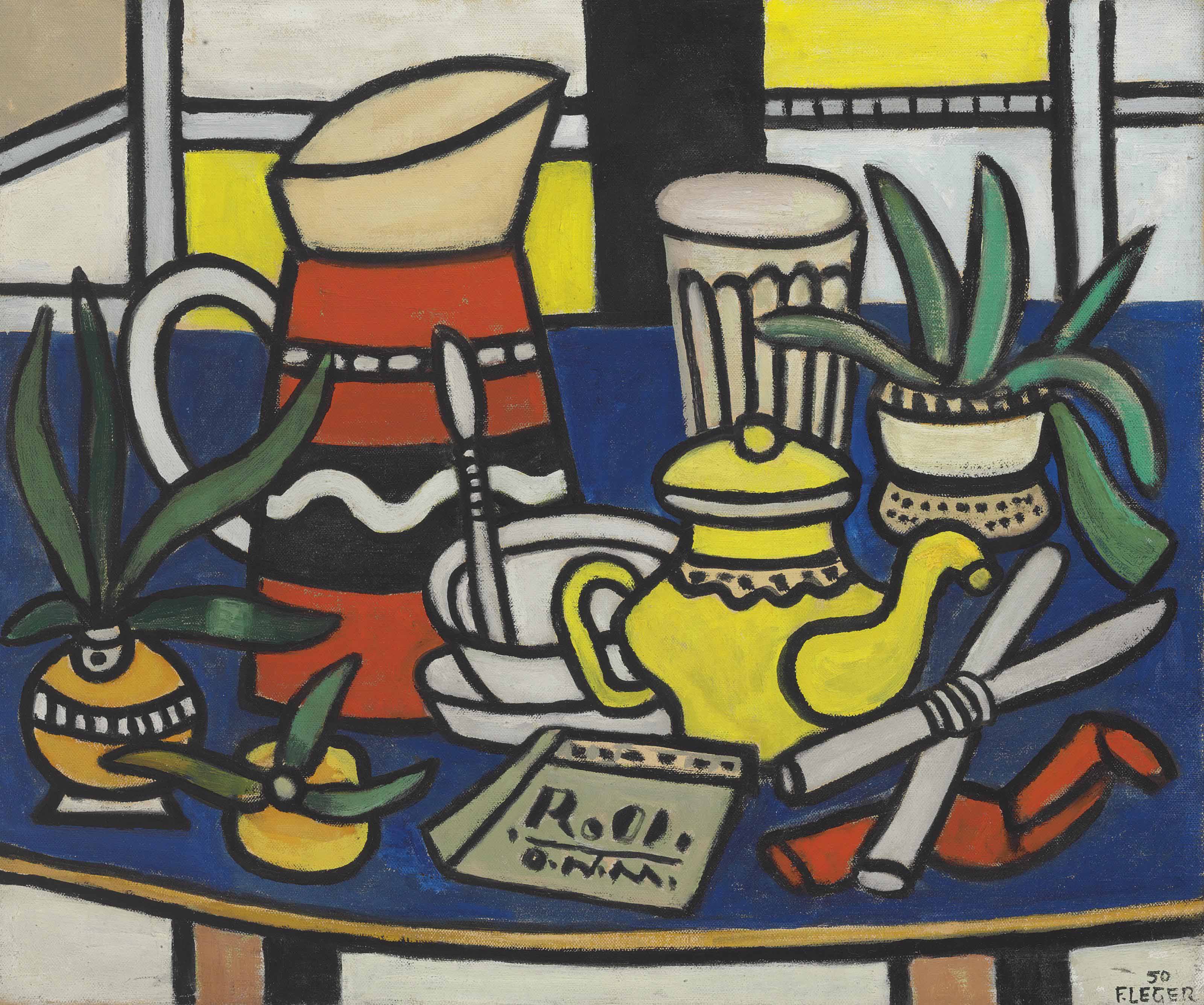 Fernand Leger (1881-1955), Nature morte au tapis bleu | Christie's