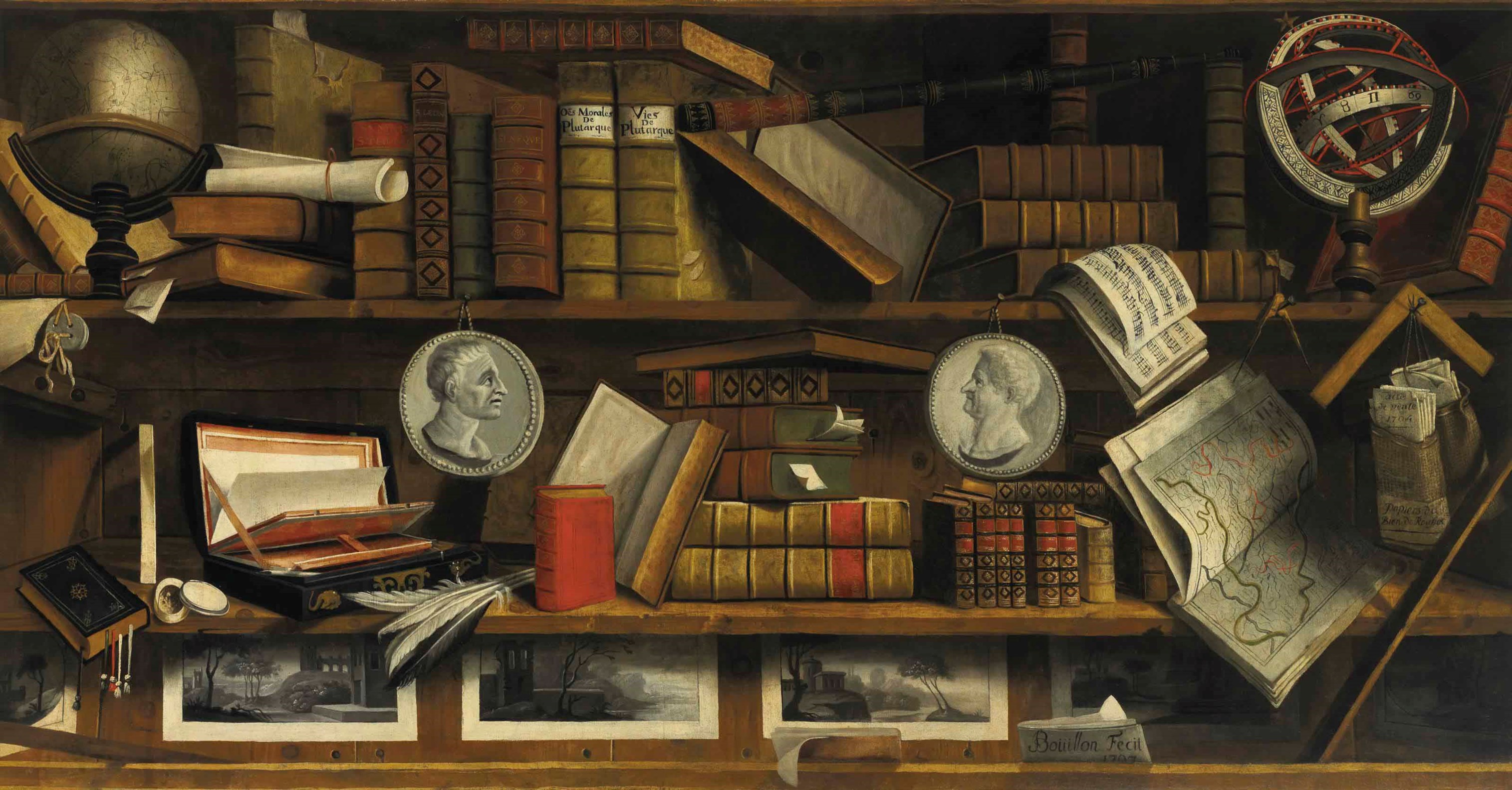 Charles Bouillon (active Paris 1705-07), A trompe l&rsquo;oeil of a collector