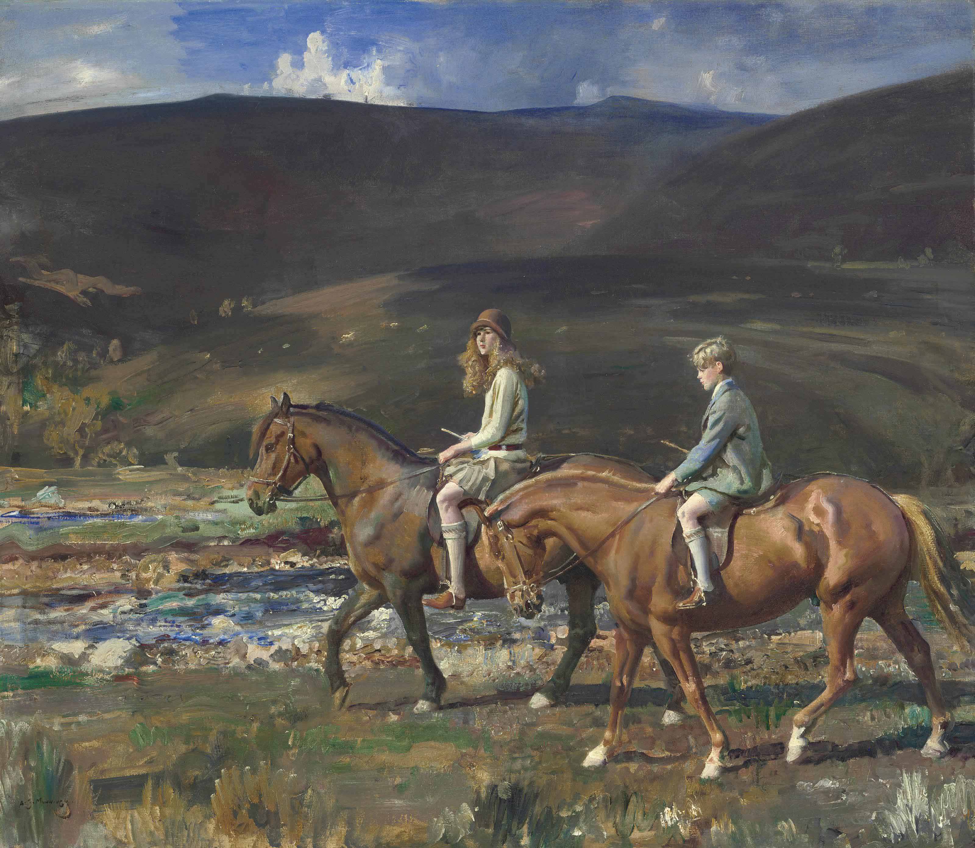 Sir Alfred James Munnings P R A R W S British 1878 1959 Portrait Of Charles And Grace Amory Paintings Christie S