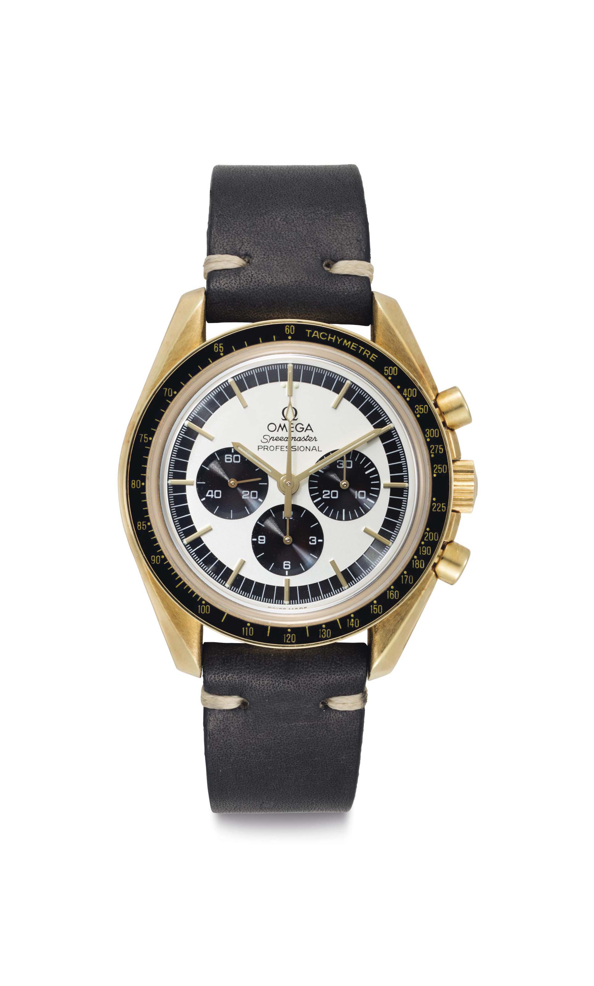 Omega. A Rare 18k Gold Limited Edition Chronograph Wristwatch