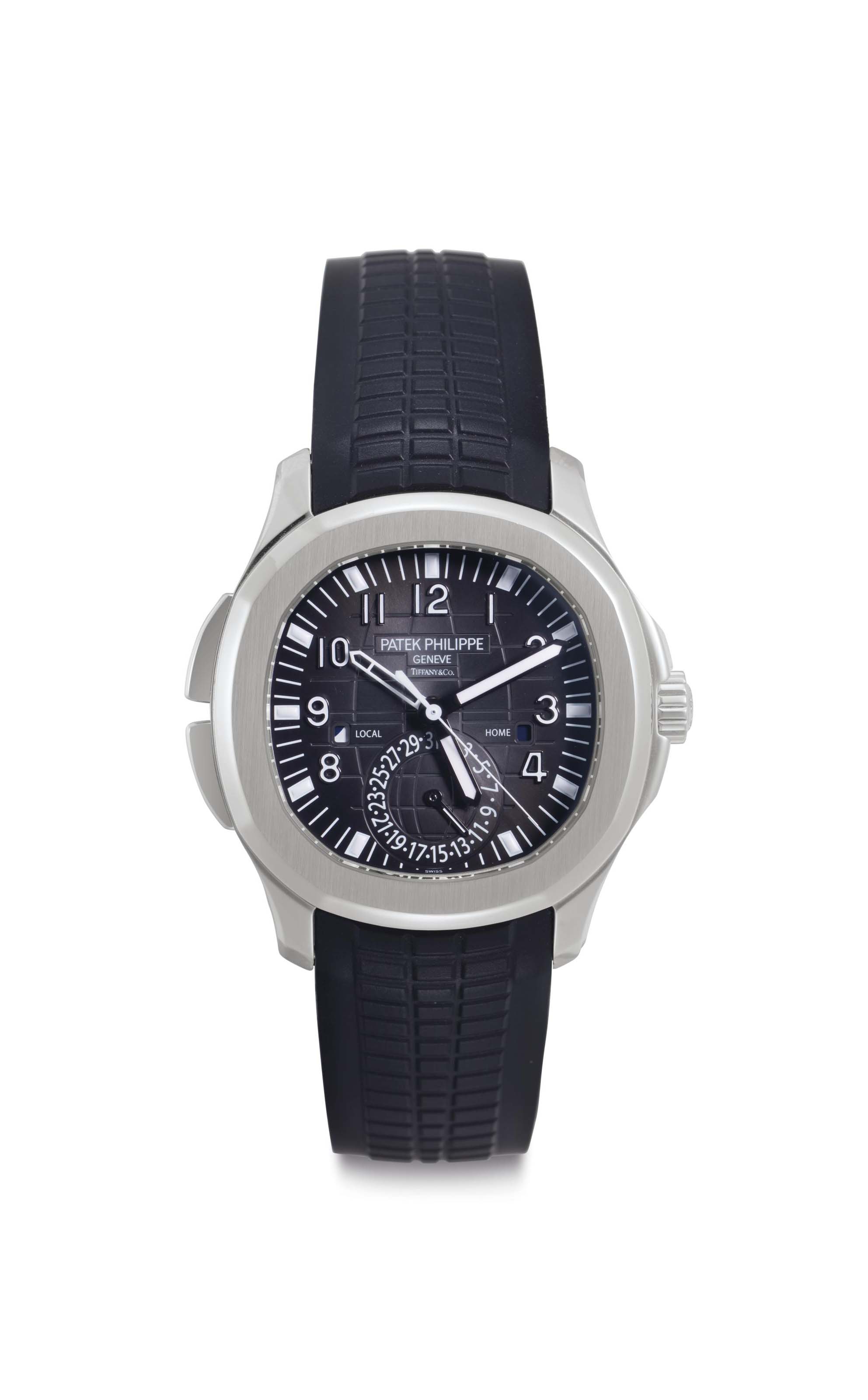 Patek Philippe A Stainless Steel Automatic Dual Time Wristwatch With Day Night Indication Date And Center Seconds