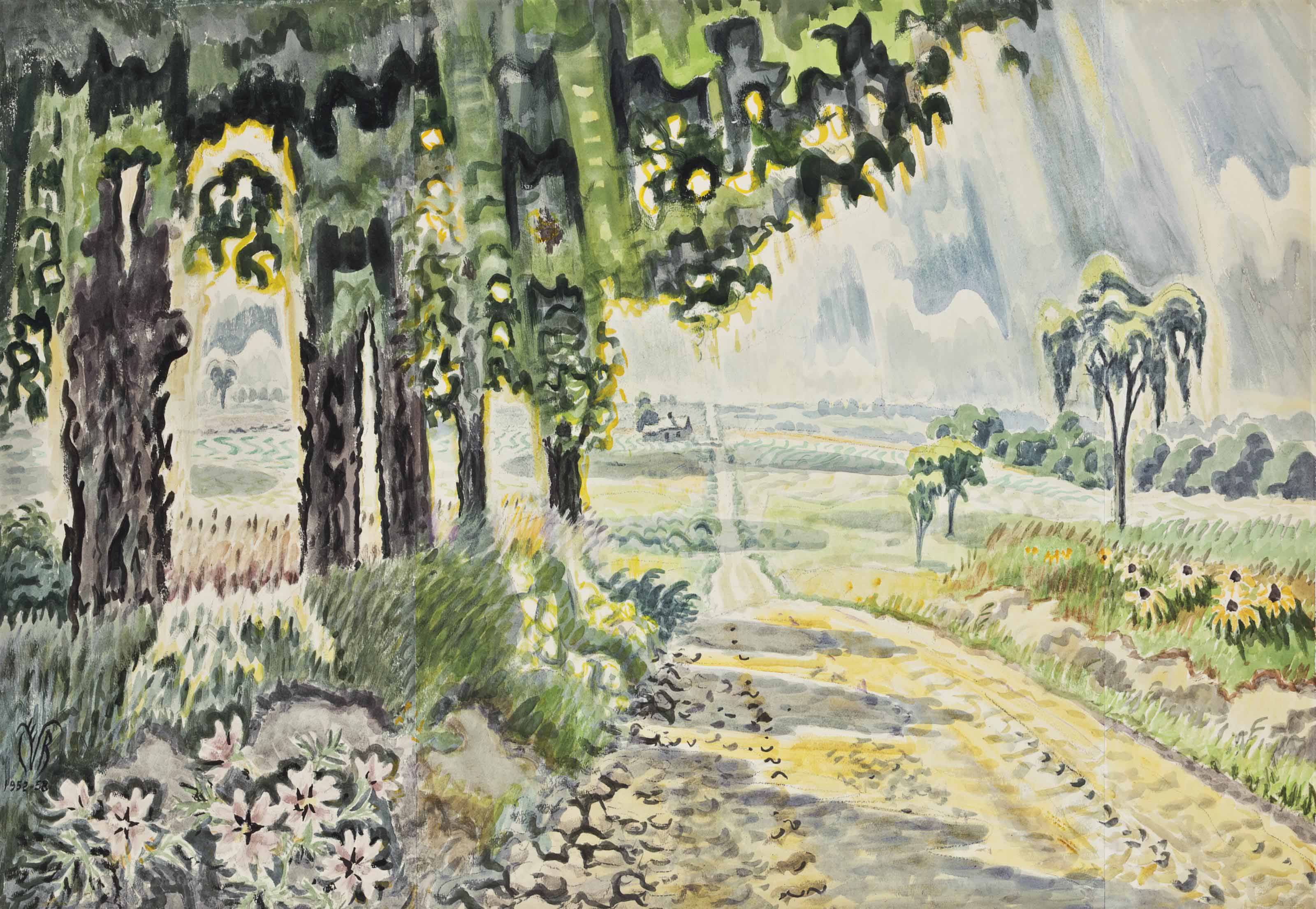 Charles Ephraim Burchfield 1893 1967 Dusty Road In July 20th Century Drawings Watercolors Christie S