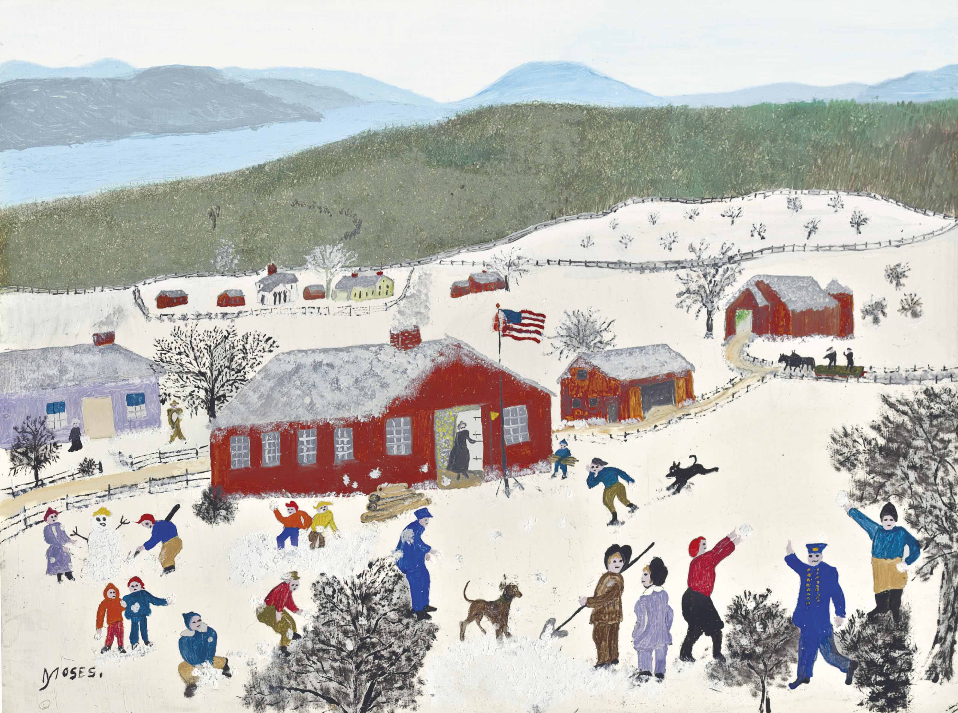 Anna Mary Robertson Grandma Moses (1860-1961), Snow Balling | Christies