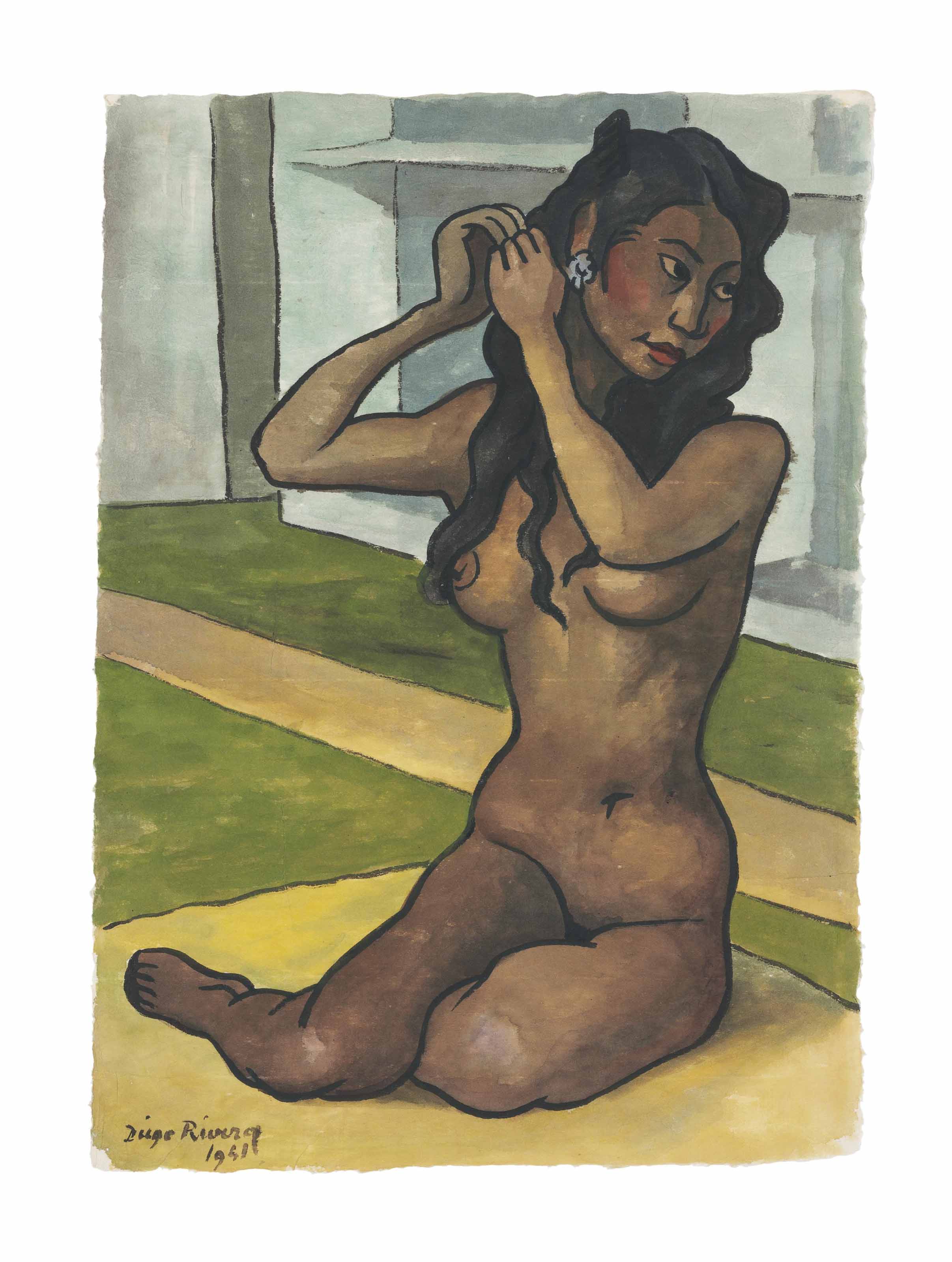 Mujer desnuda sobre petate (Nieves)