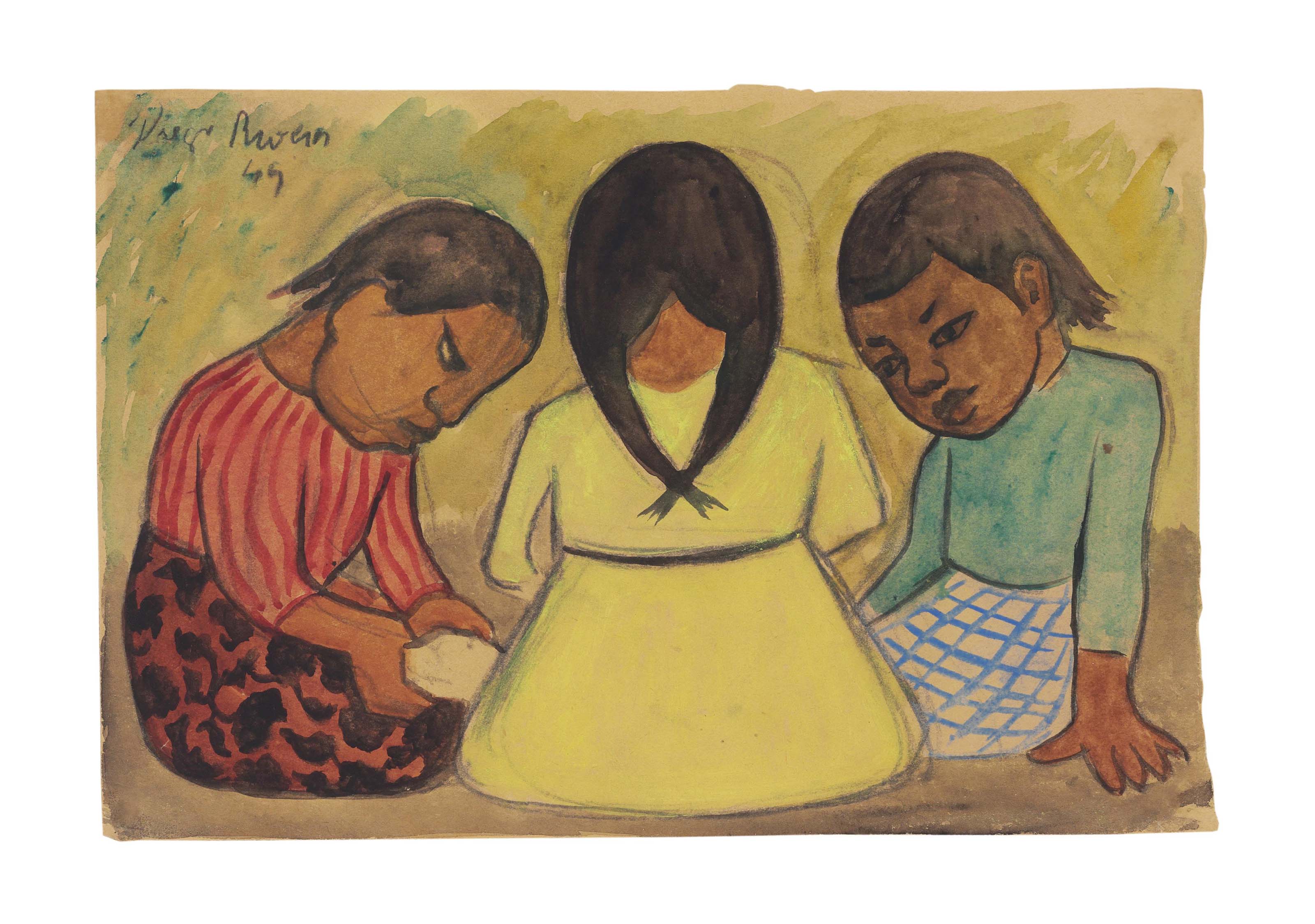 Tres niñas sentadas en el suelo