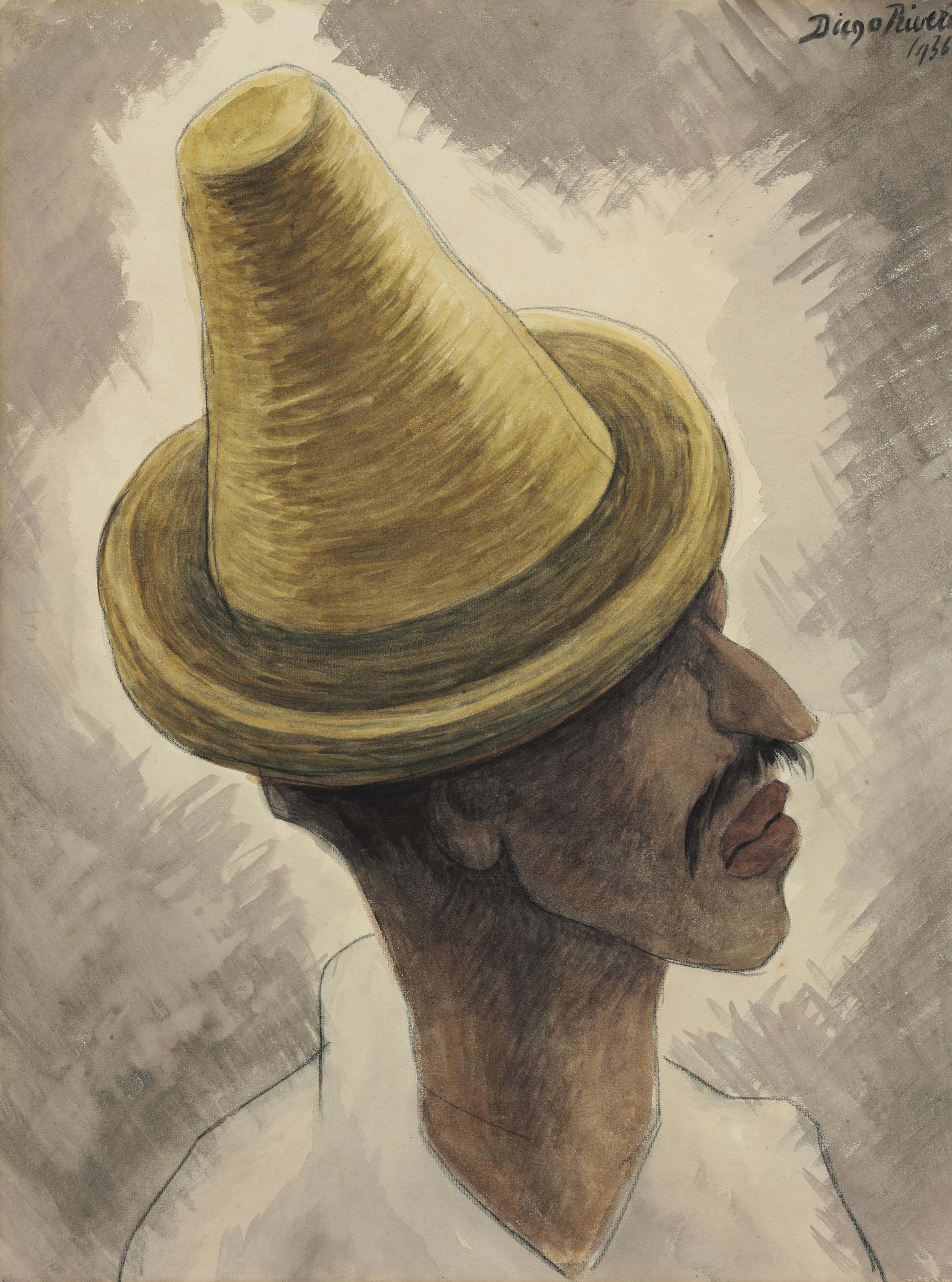 Hombre con sombrero, perfil