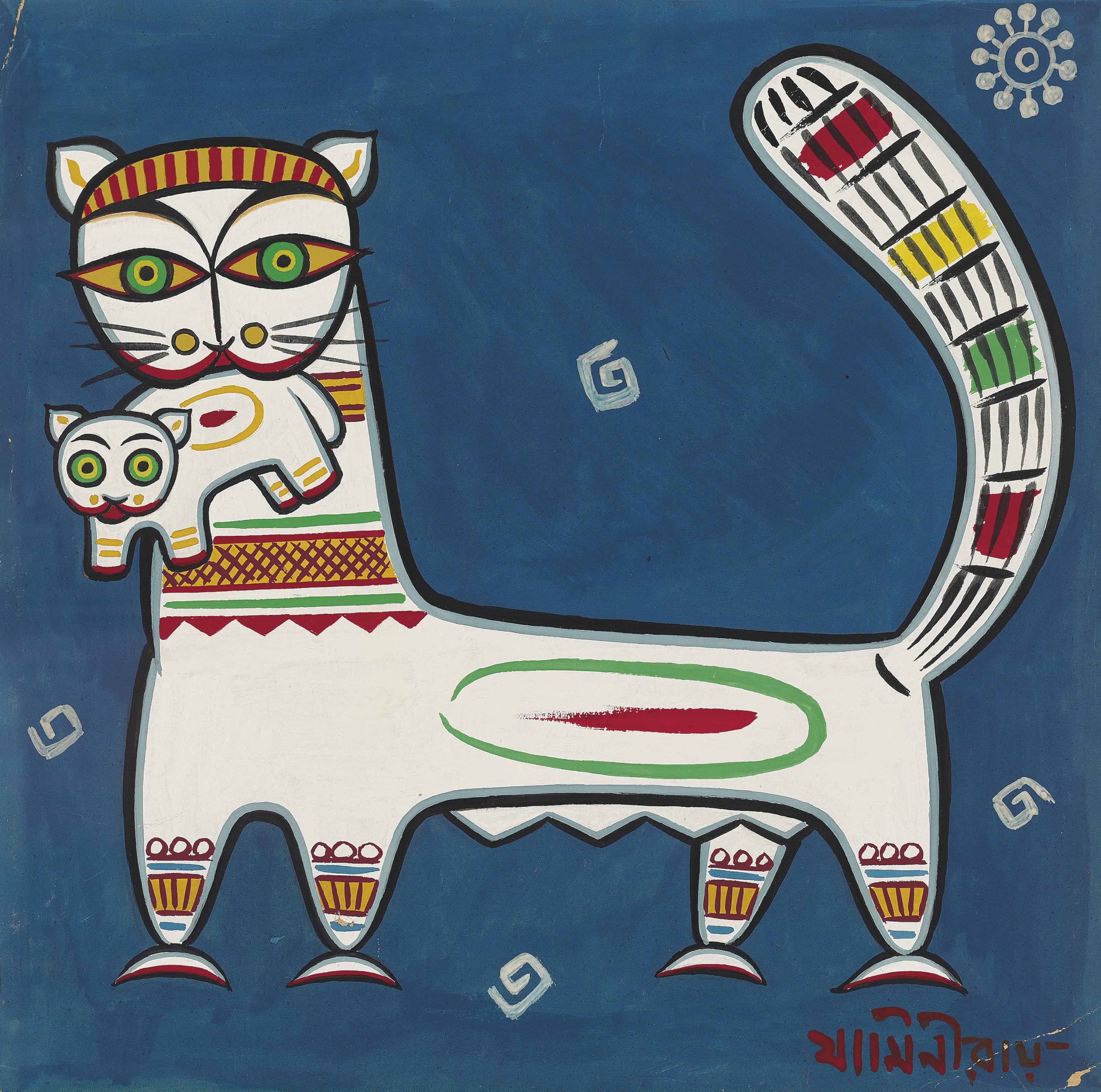 JAMINI ROY (18871972) , Untitled (Cat and Kitten