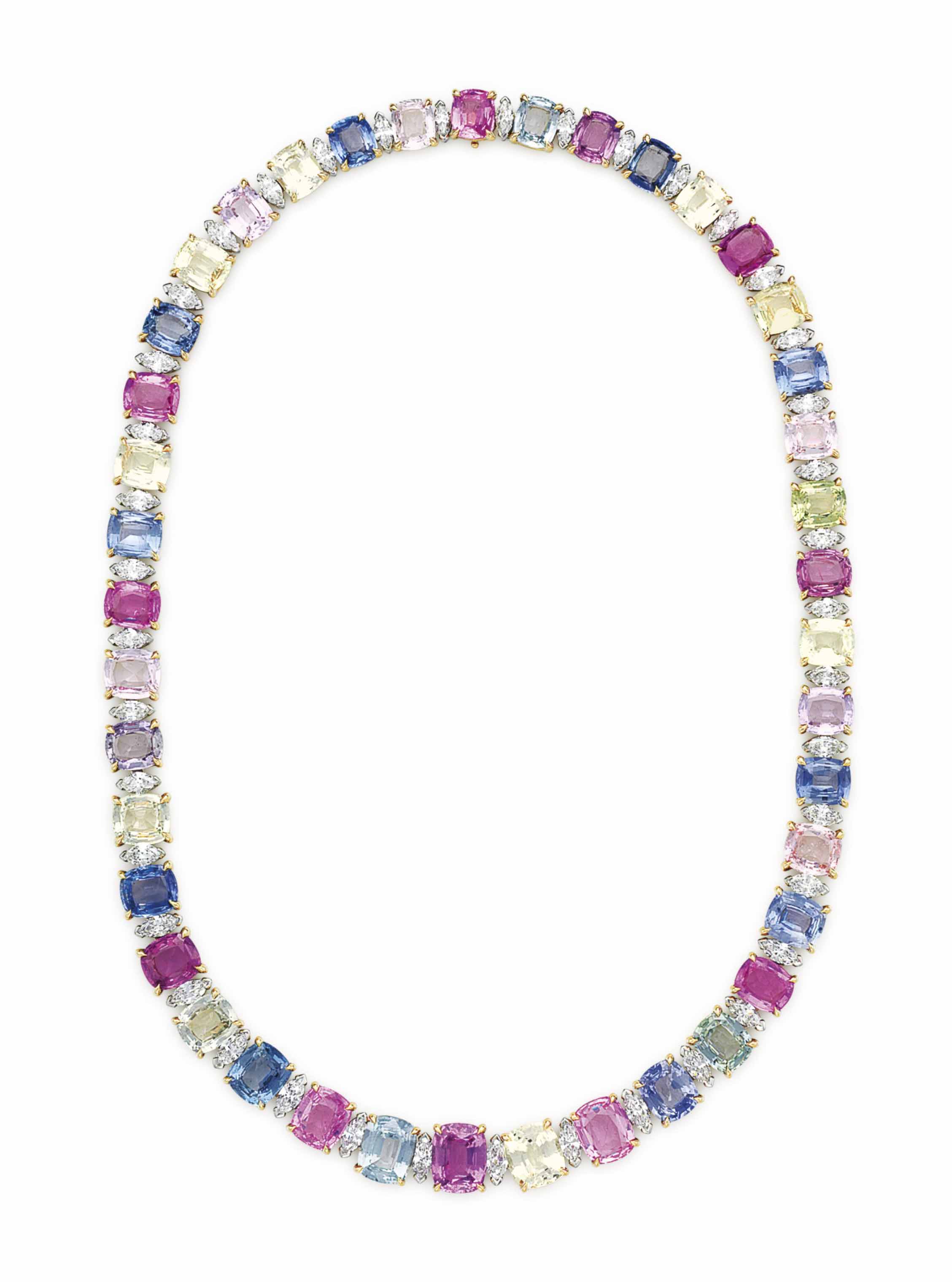 Multicolor sapphire necklace clearance