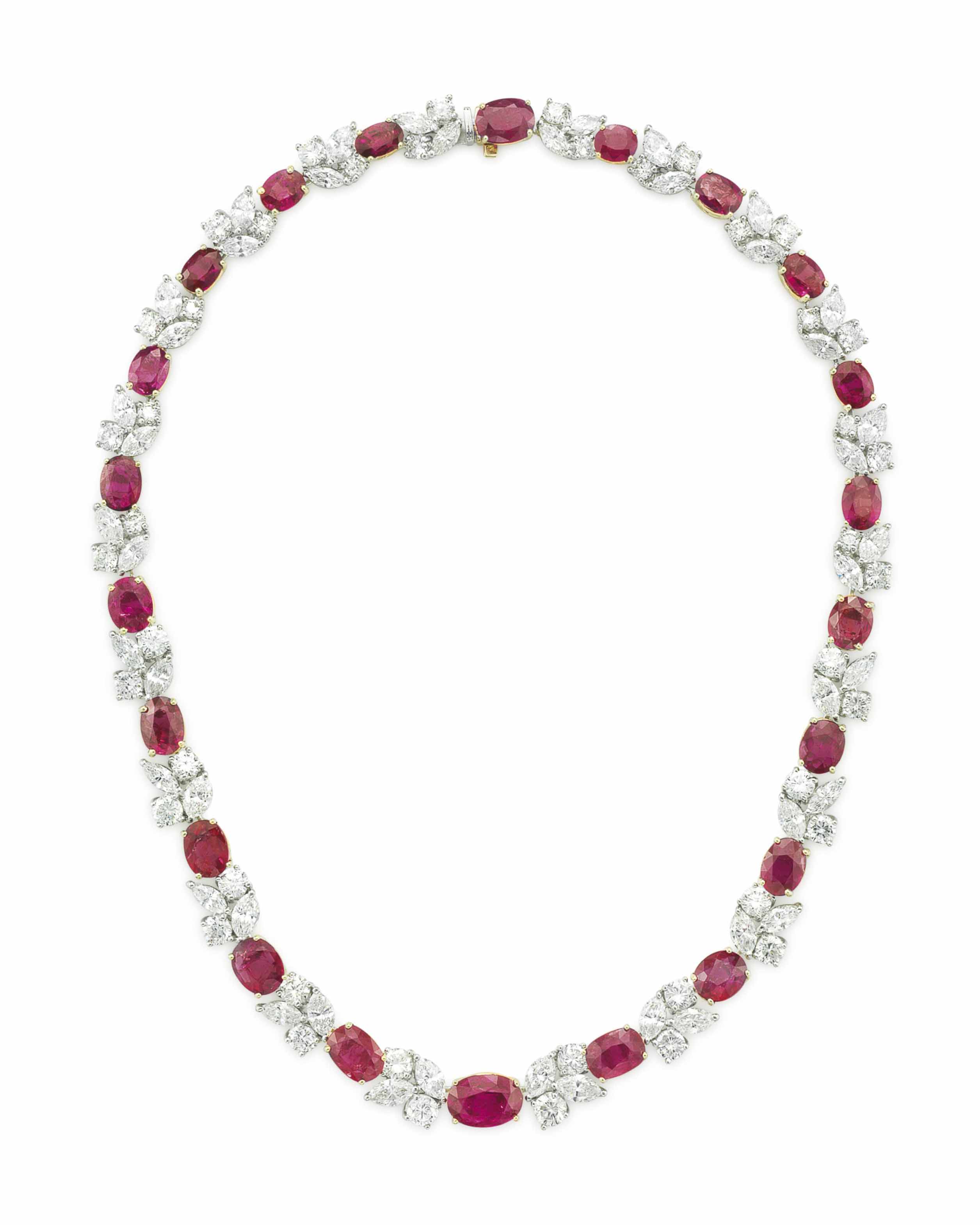 A RUBY AND DIAMOND NECKLACE