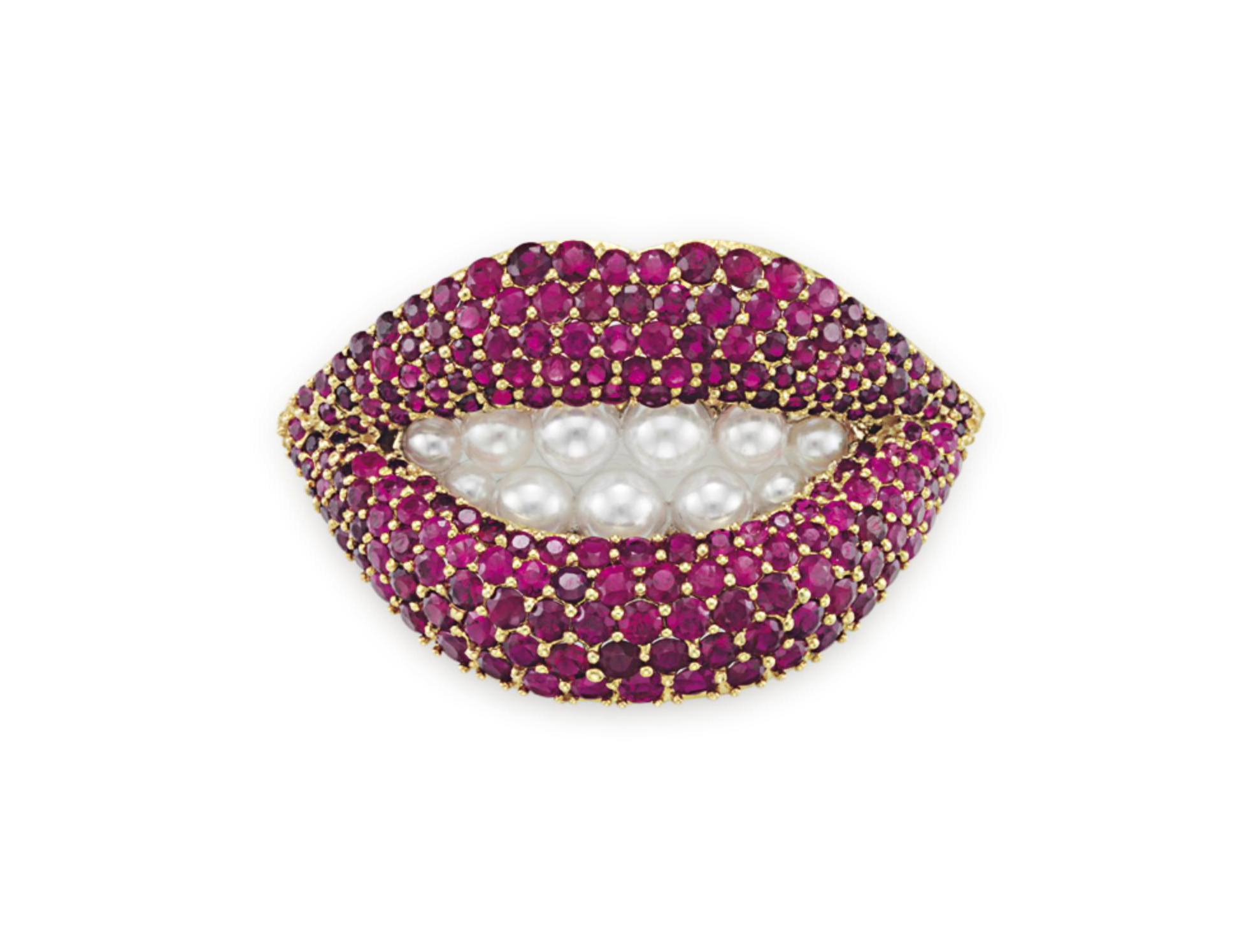 A RUBY AND CULTURED PEARL ‘RUBY LIPS’ BROOCH, BY SALVADOR DALI, HENRY