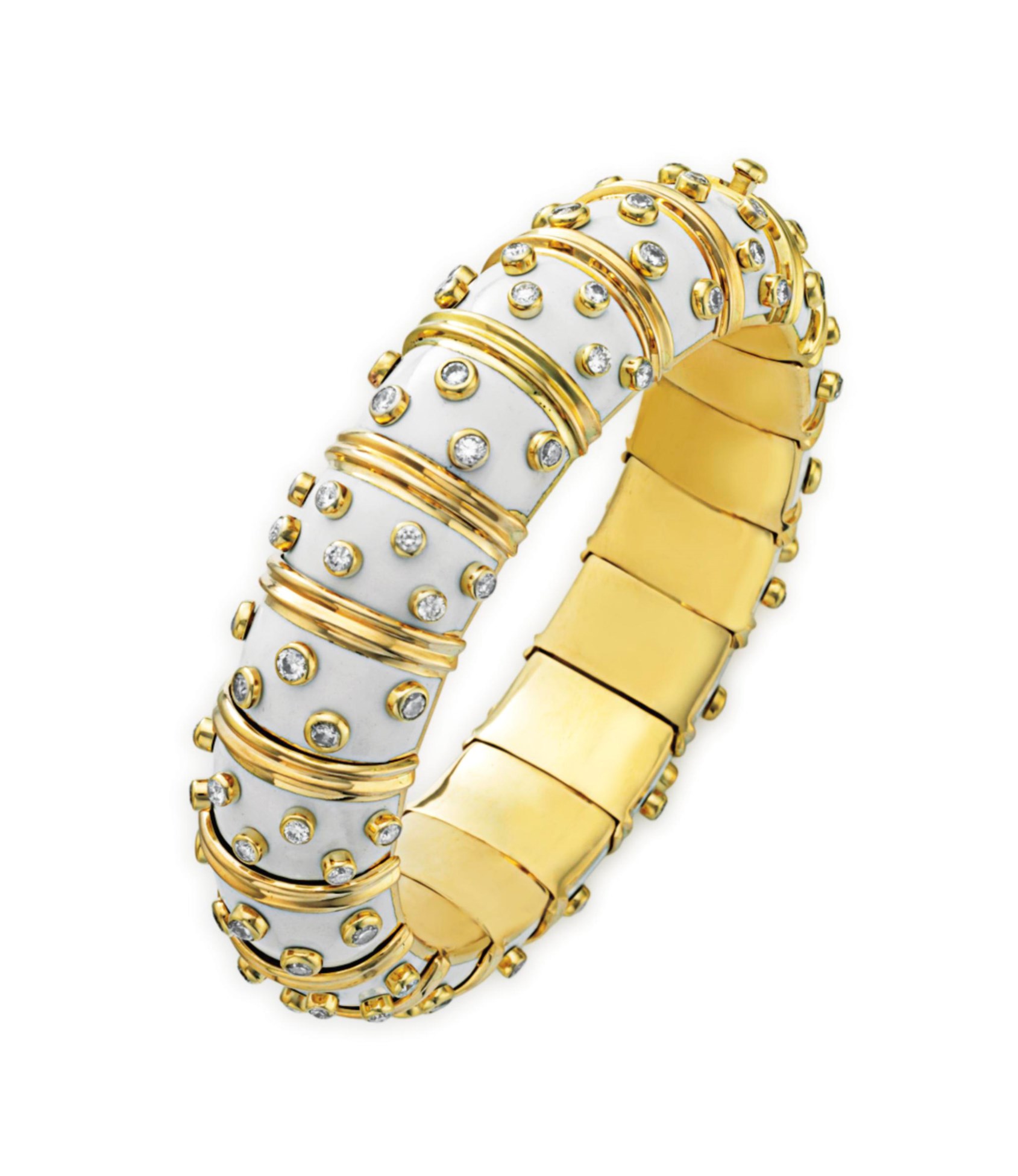 AN ENAMEL AND DIAMOND BANGLE BRACELET, BY JEAN SCHLUMBERGER, TIFFANY & CO.