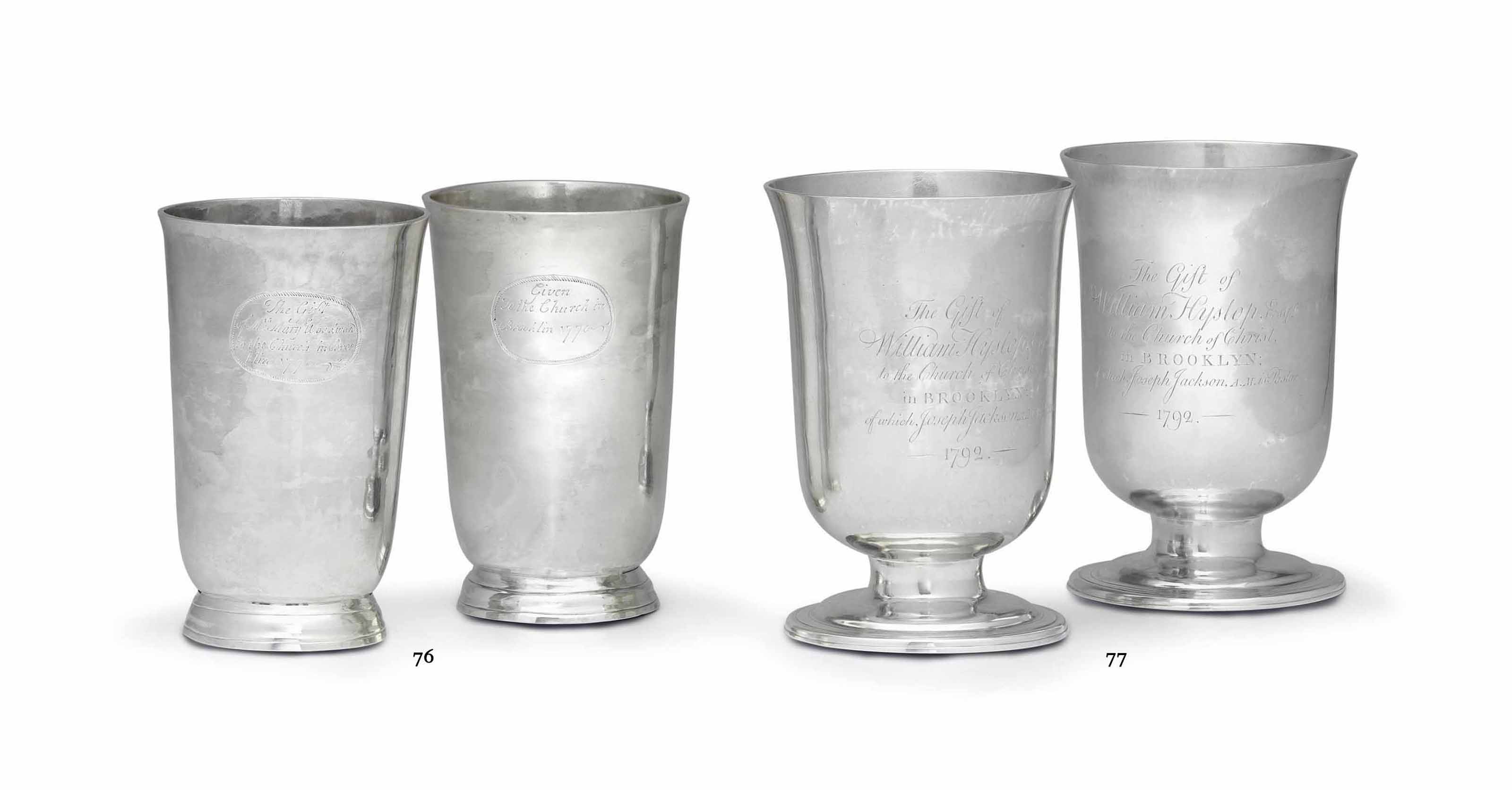 A PAIR OF AMERICAN SILVER WINE CUPS