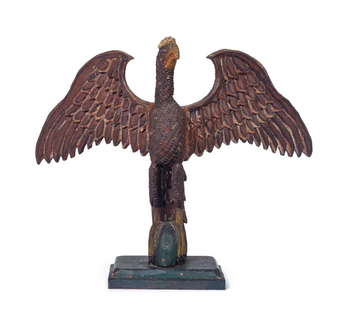 A MONUMENTAL CARVED, PAINTED AND POLYCHROMEDECORATED SPREADWING EAGLE