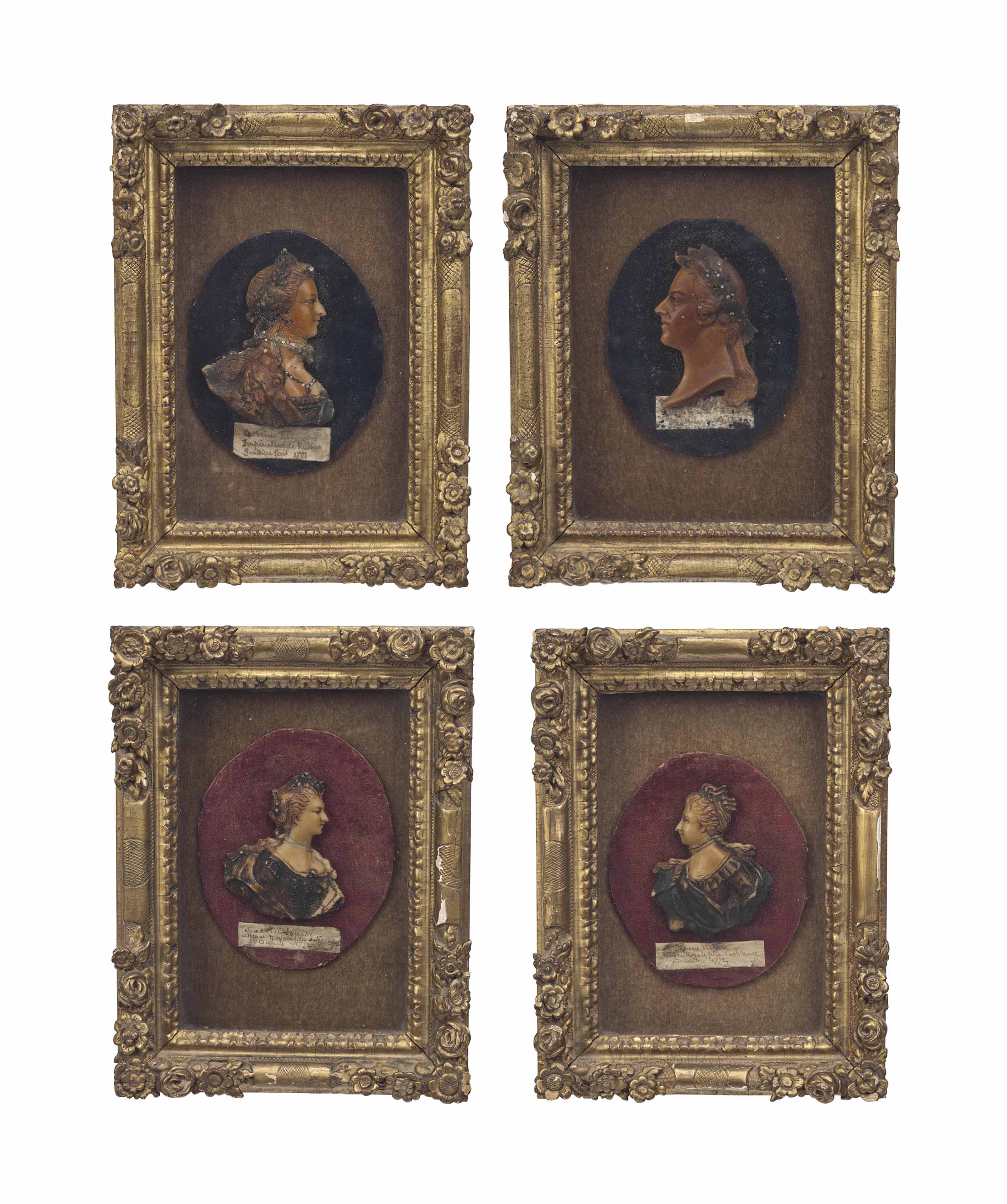 A GROUP OF FOUR FRENCH WAX PORTRAITS , 19TH CENTURY Christie's