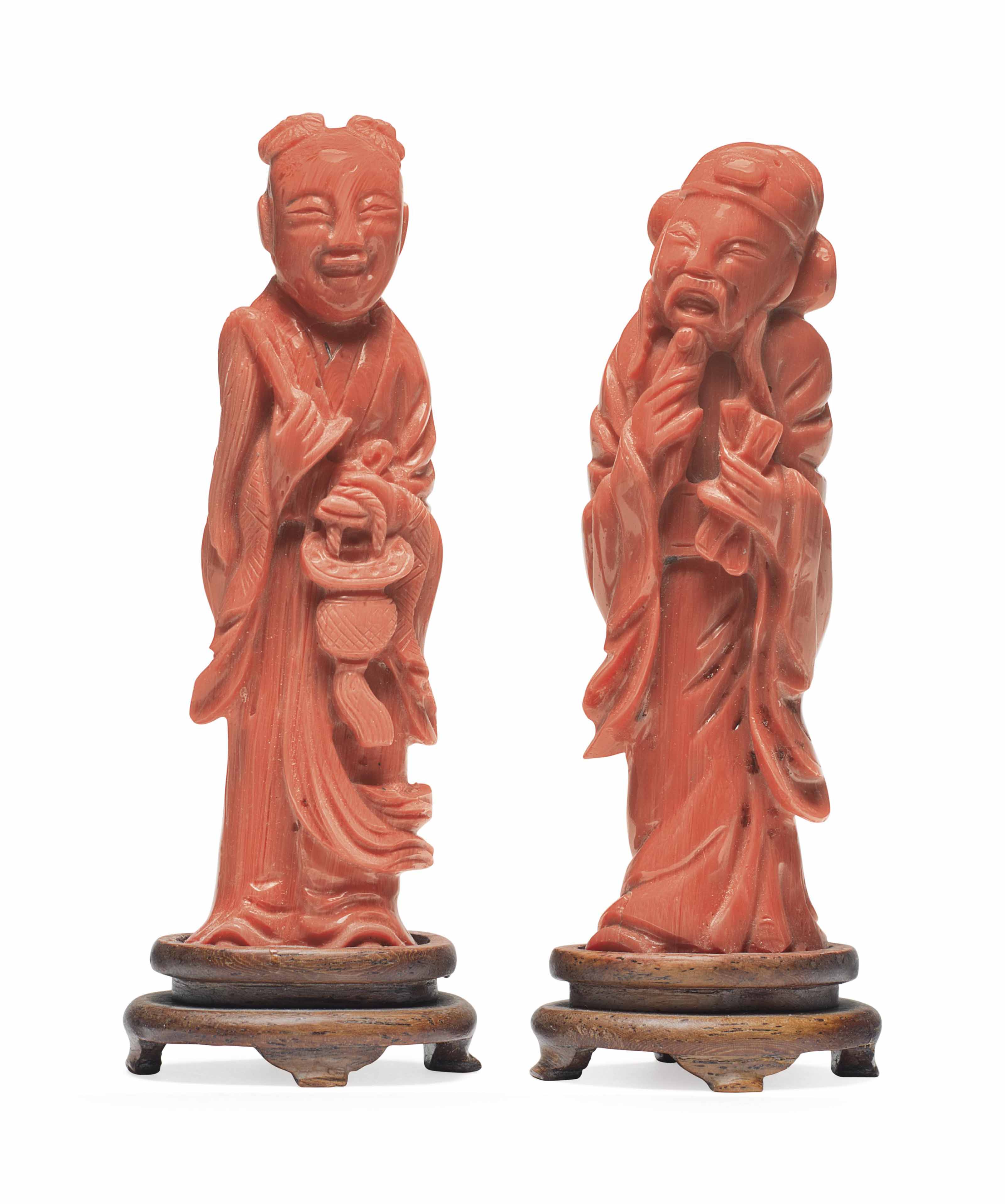 of coral figurine Value asian