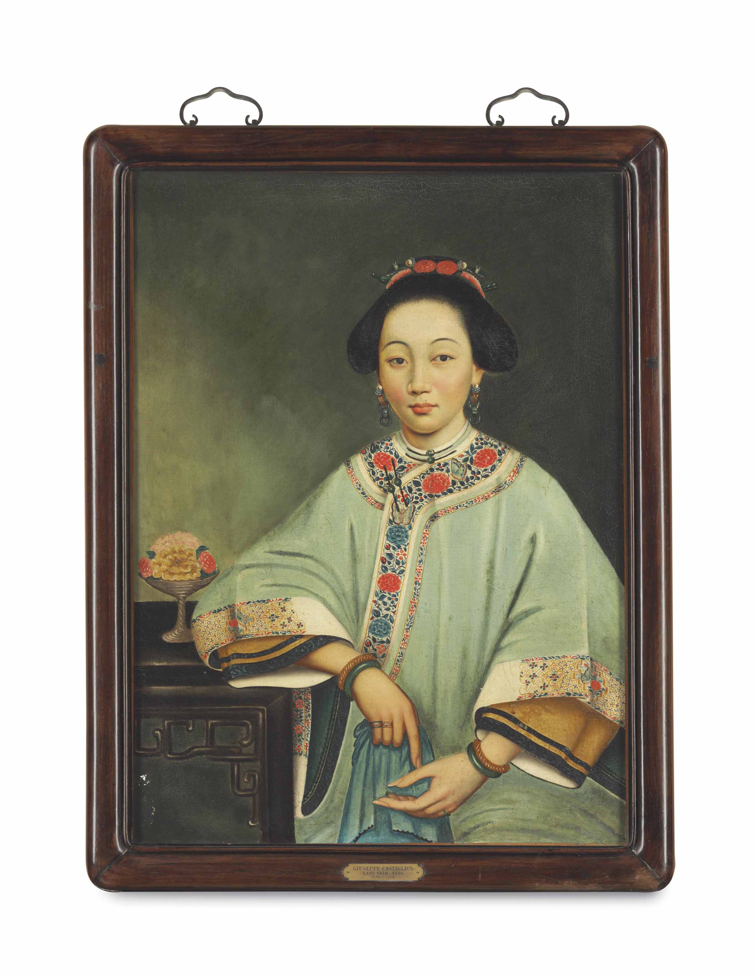 FOLLOWER OF GIUSEPPE CASTIGLIONE (LANG SHINING) (16881766) Portrait of a Court Beauty , 19TH