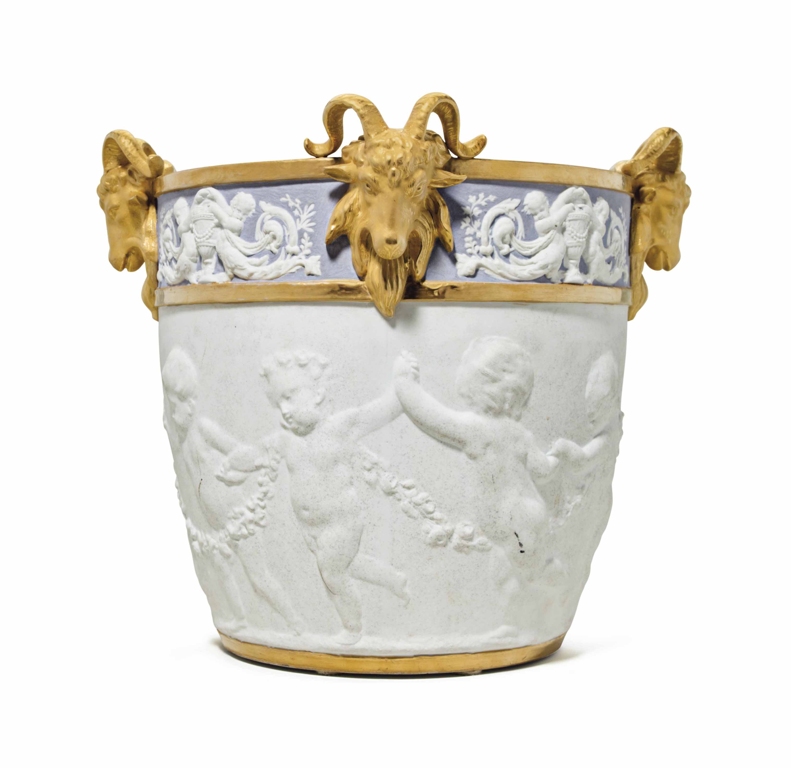 A SAMSON SEVRES STYLE BISCUIT PORCELAIN JARDINIERE , LATE 19TH CENTURY