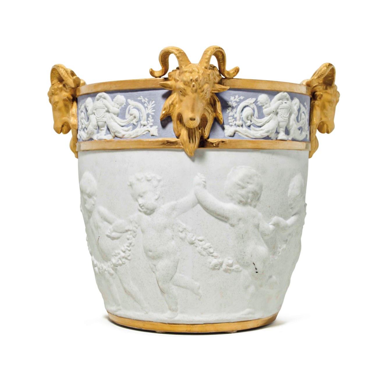A SAMSON SEVRES STYLE BISCUIT PORCELAIN JARDINIERE, LATE 19TH CENTURY
