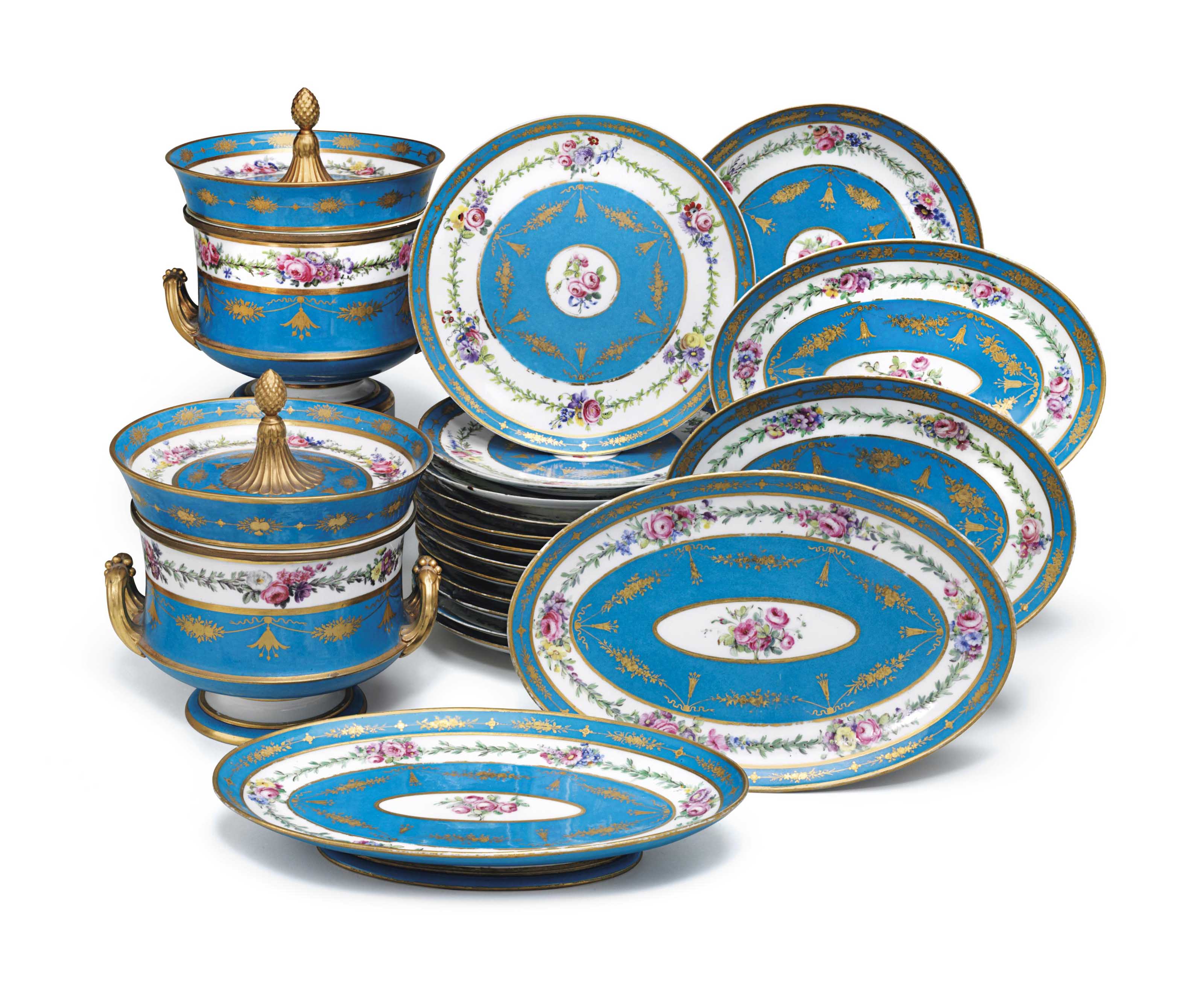 A SEVRES PORCELAIN TWOHANDLE CUP AND STAND (GOBLET ETRUSQUE ET