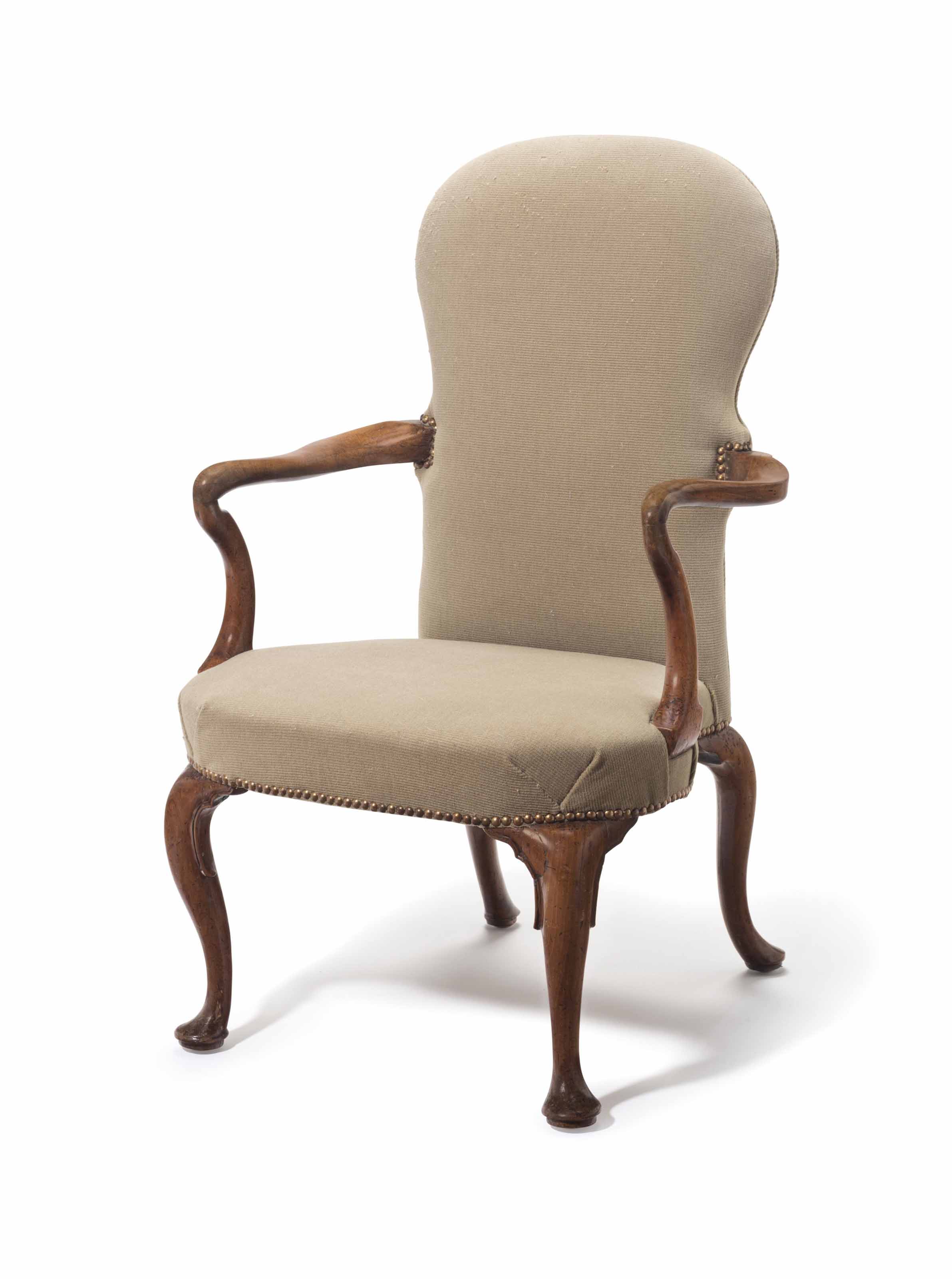 A Queen Anne Walnut Shepherd S Crook Armchair Circa 1710