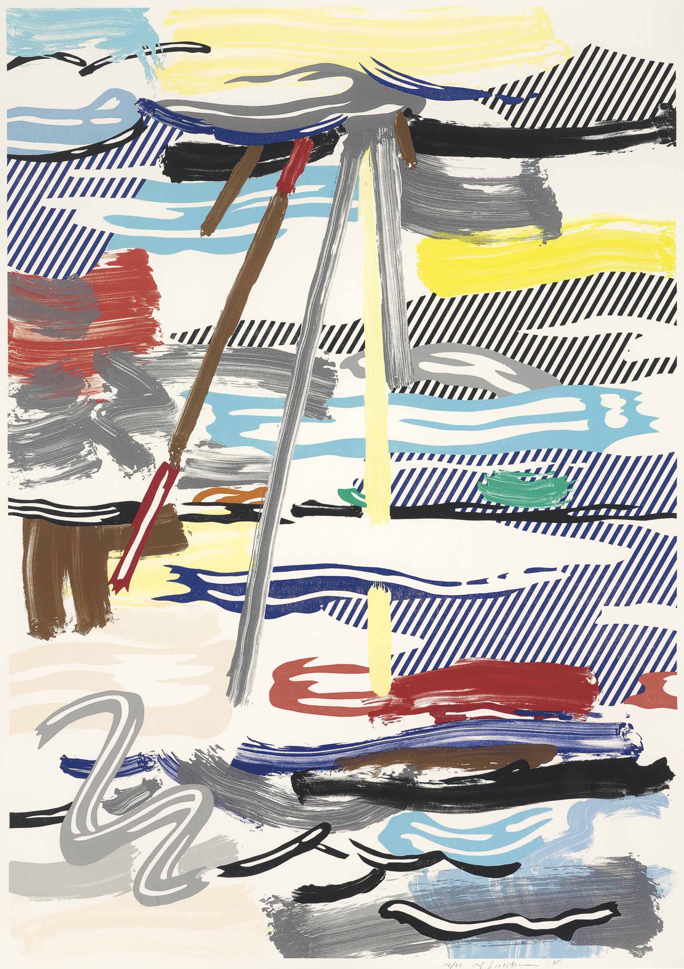 roy lichtenstein figures with sunset