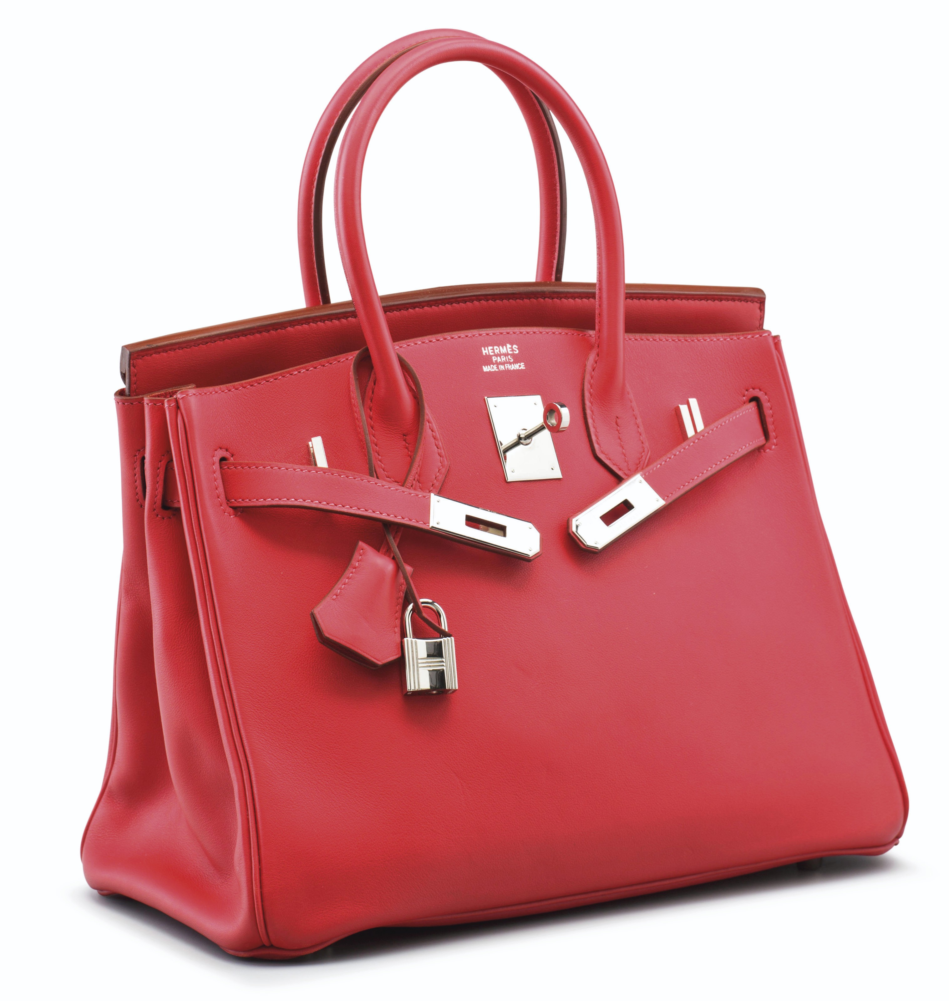 A VERMILLION SWIFT LEATHER BIRKIN 30 BAG WITH PALLADIUM HARDWARE