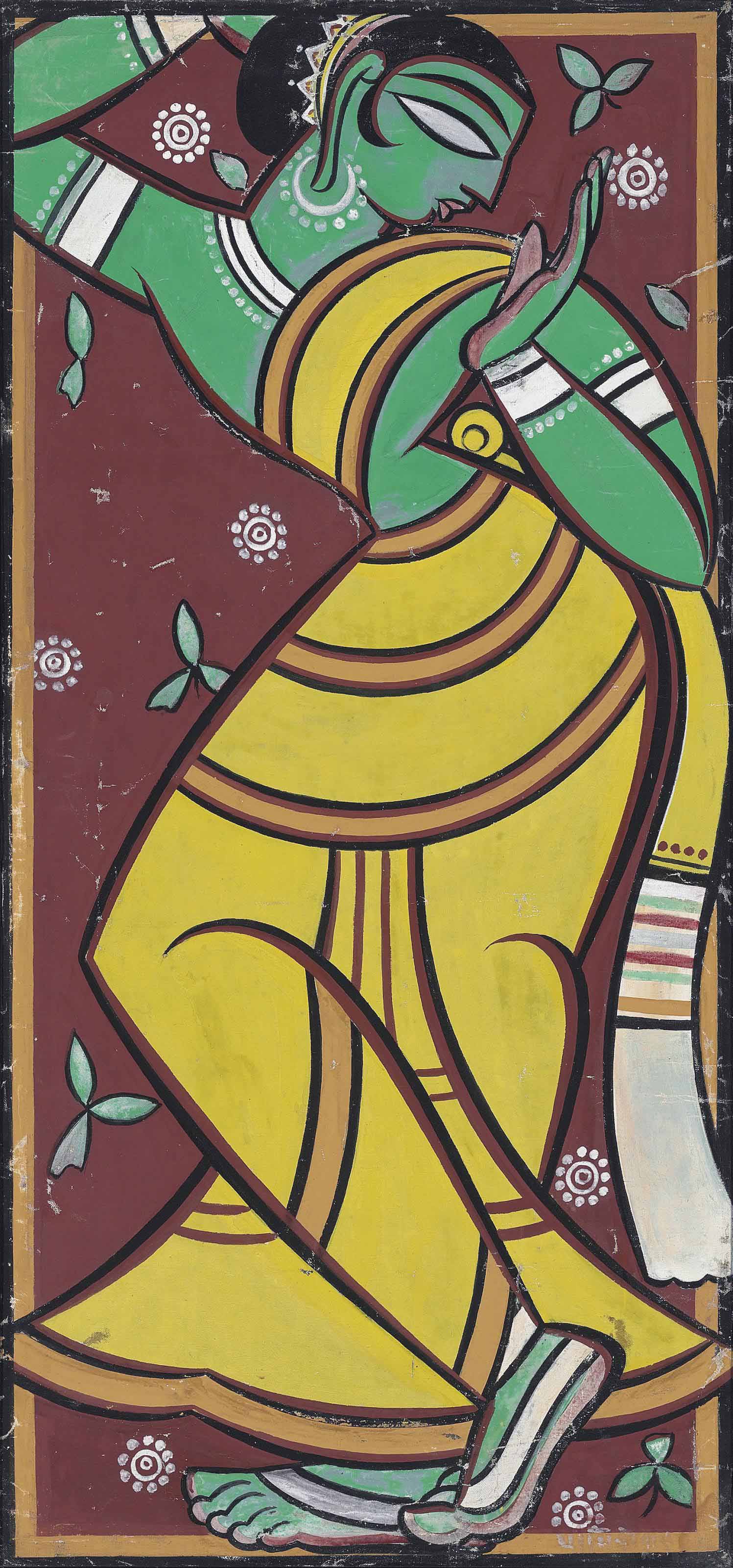 JAMINI ROY (18871972) , Untitled (Gopini in Yellow Sari