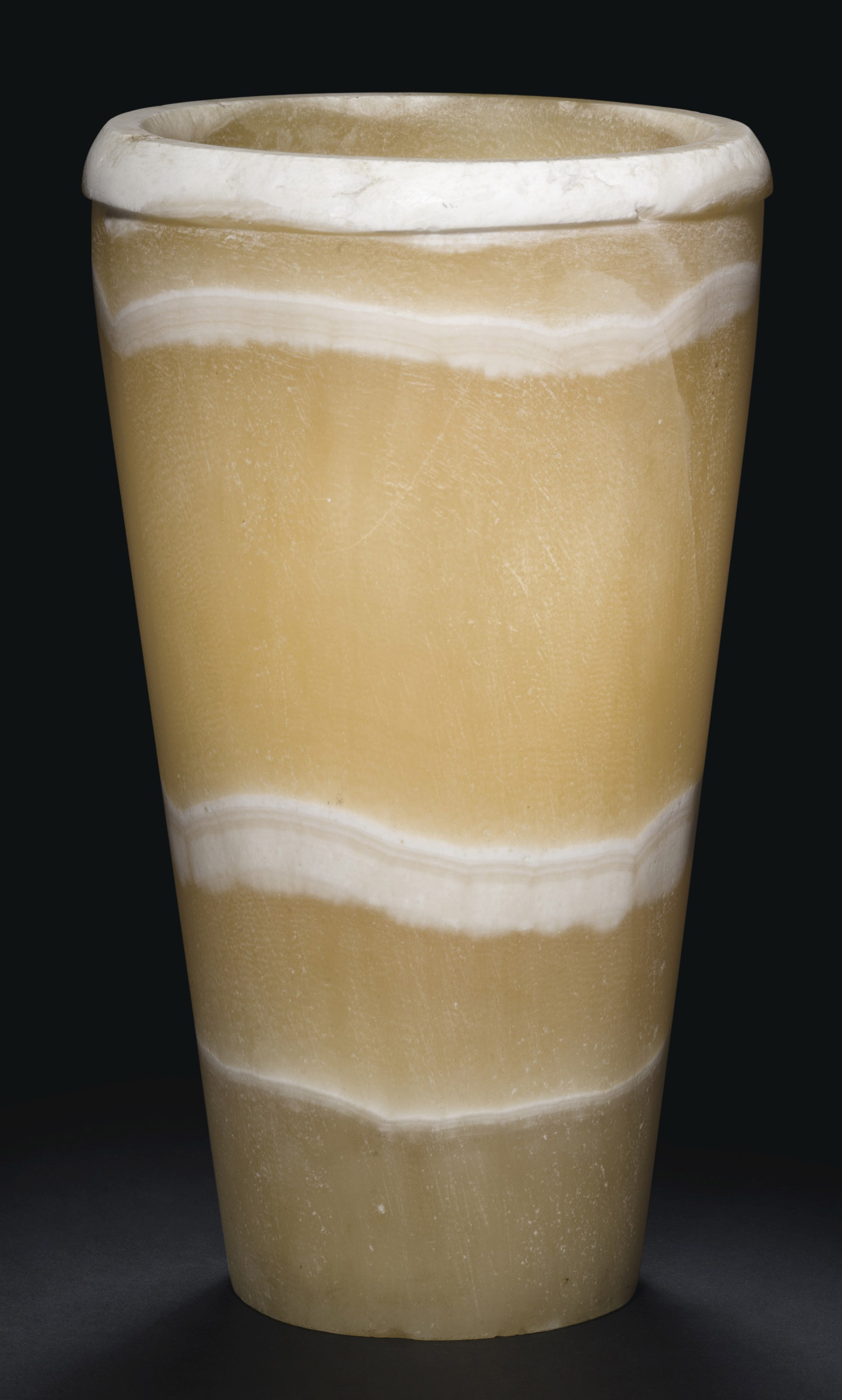 AN EGYPTIAN BANDED ALABASTER VASE , OLD KINGDOM, 3RD DYNASTY, 26862613