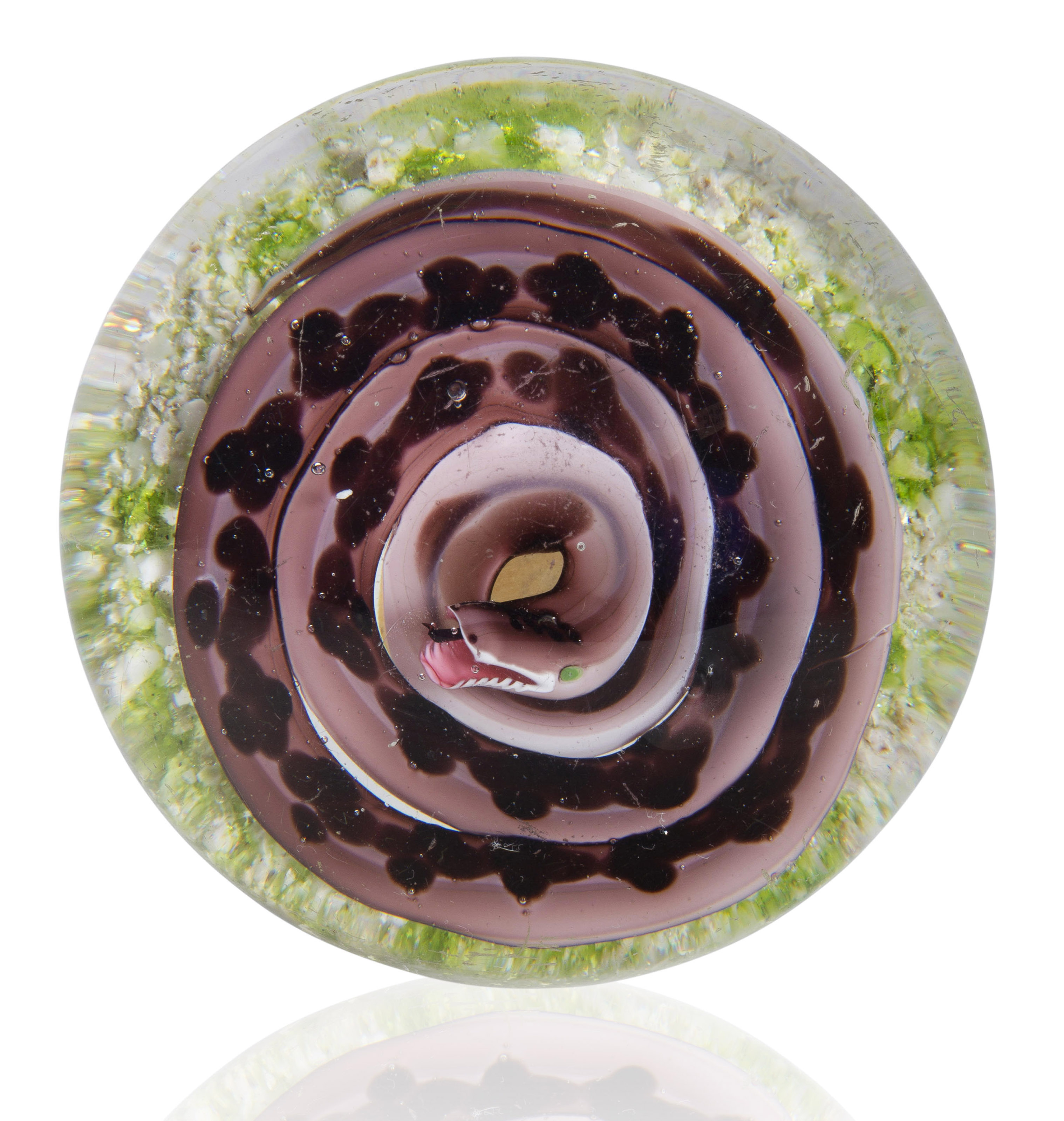 A Baccarat snake weight, mid-19th century.&nbsp;3⅛  in (8  cm) diameter. Sold for $13,750 on 20 April 2016, Online