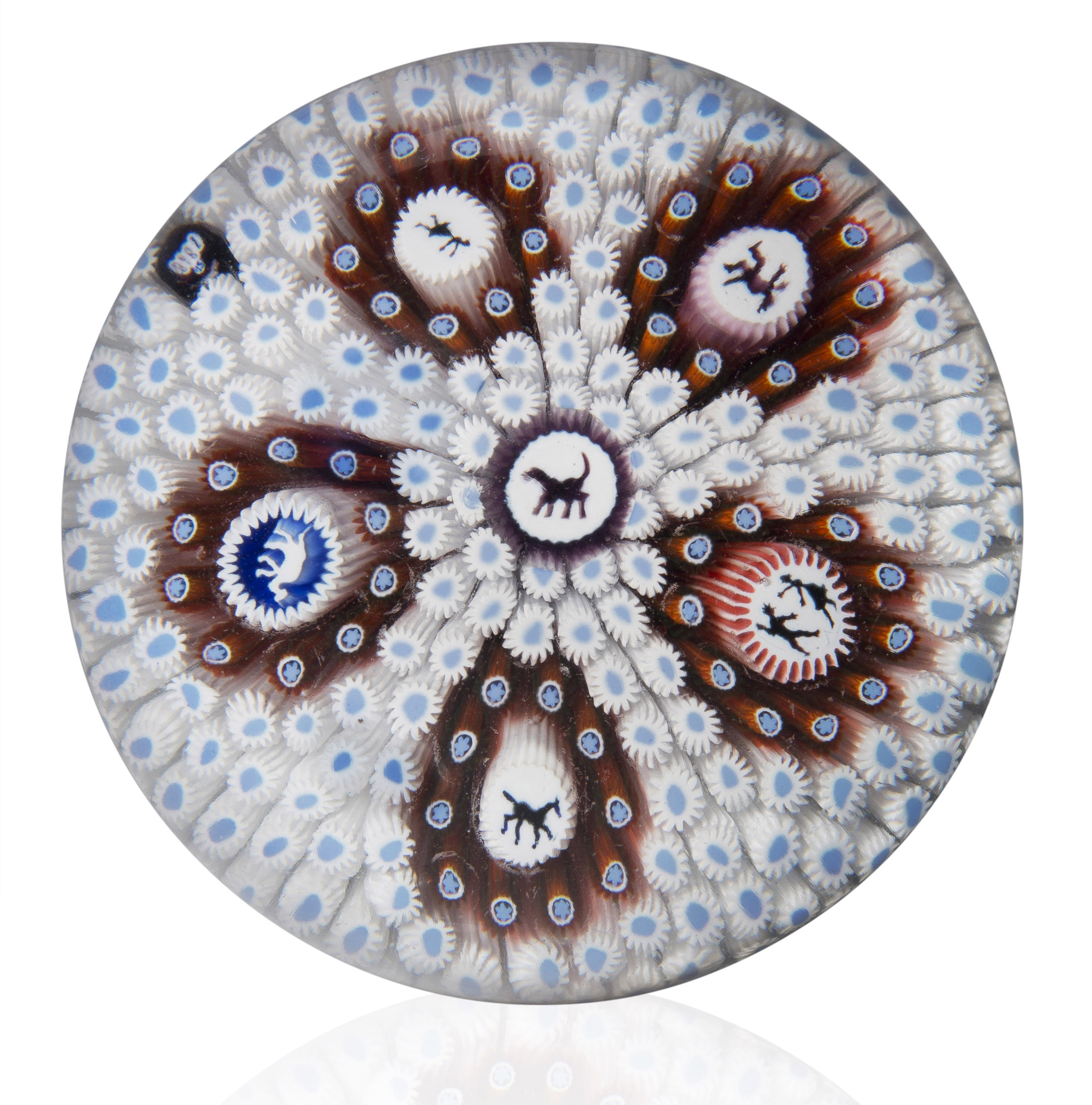 Saint Louis. A dated carpet-ground paperweight, initialed and dated 1848 on a single cane, sold for $12,500 on 20 April 2016 at Christie's Online