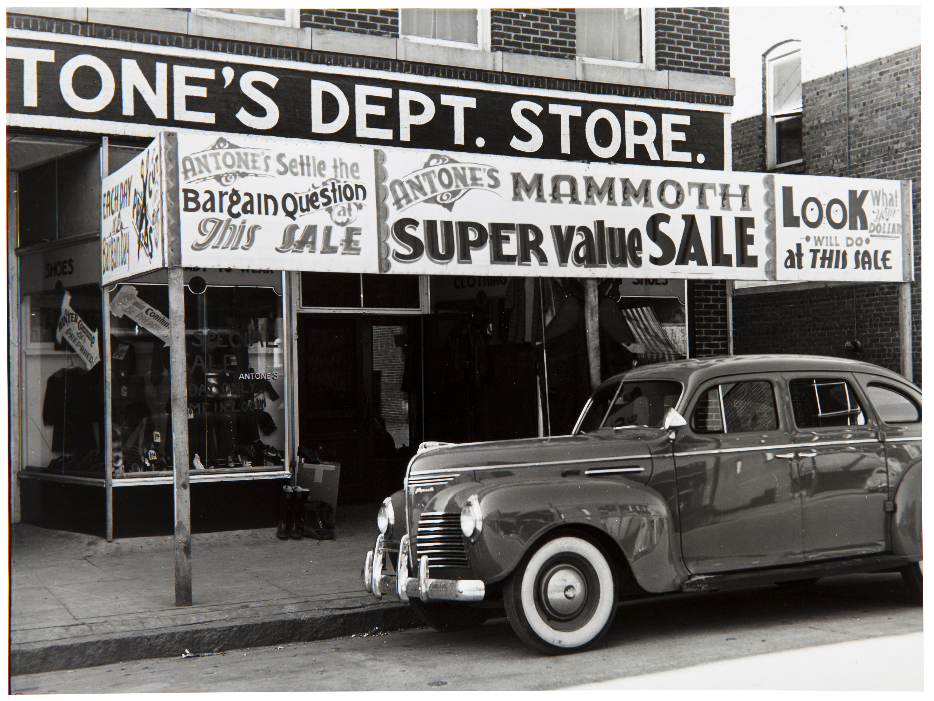 MARION POST WOLCOTT (19101990), Signs on store windows, Zebulon Wake