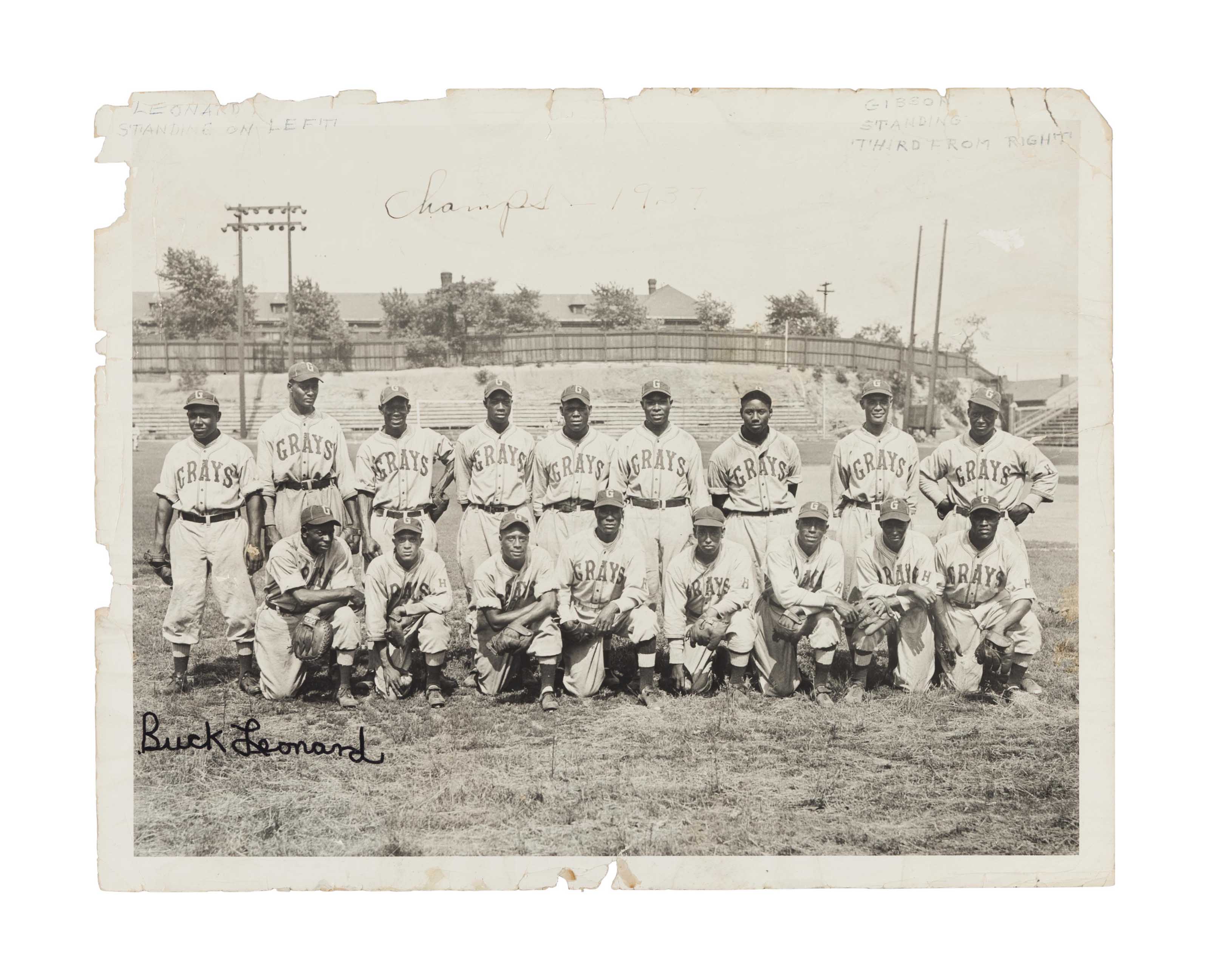 BUCK LEONARD'S 1937 HOMESTEAD GRAYS TEAM PHOTOGRAPH Christie's